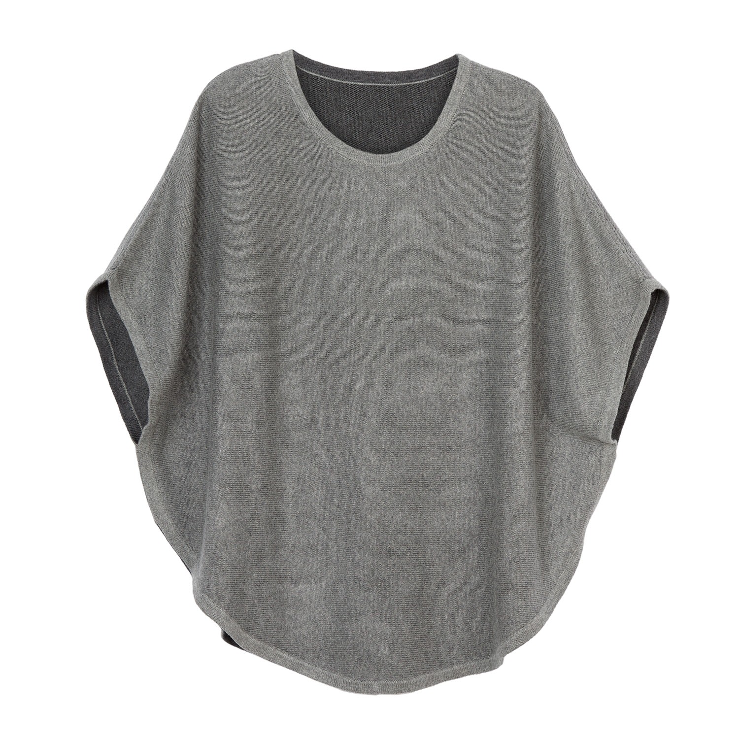 Women’s Flora Cotton Cashmere Reversible Poncho Dark Grey & Grey One Size Cove