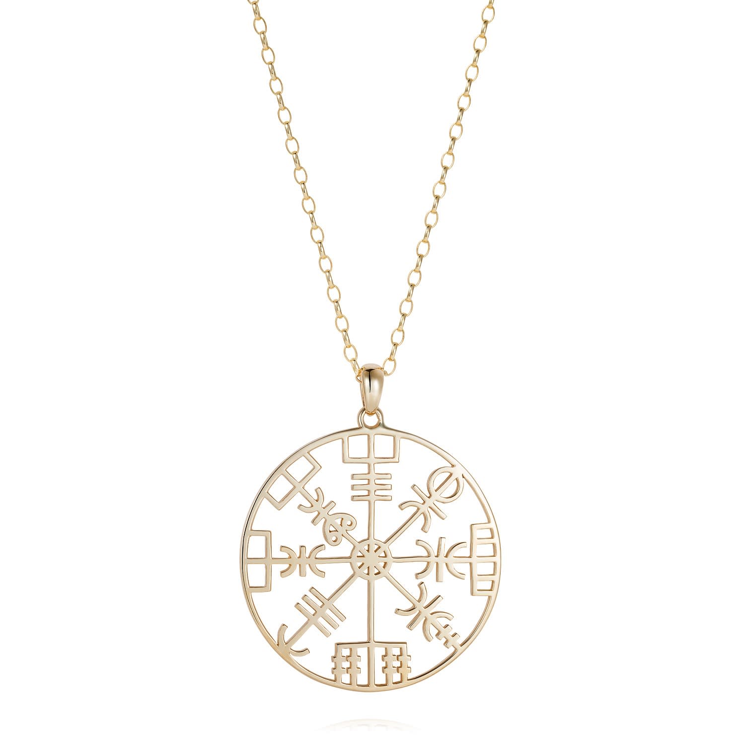 Direction Symbol Necklace In 9k Yellow Gold Hendrikka Waage Wolf Badger