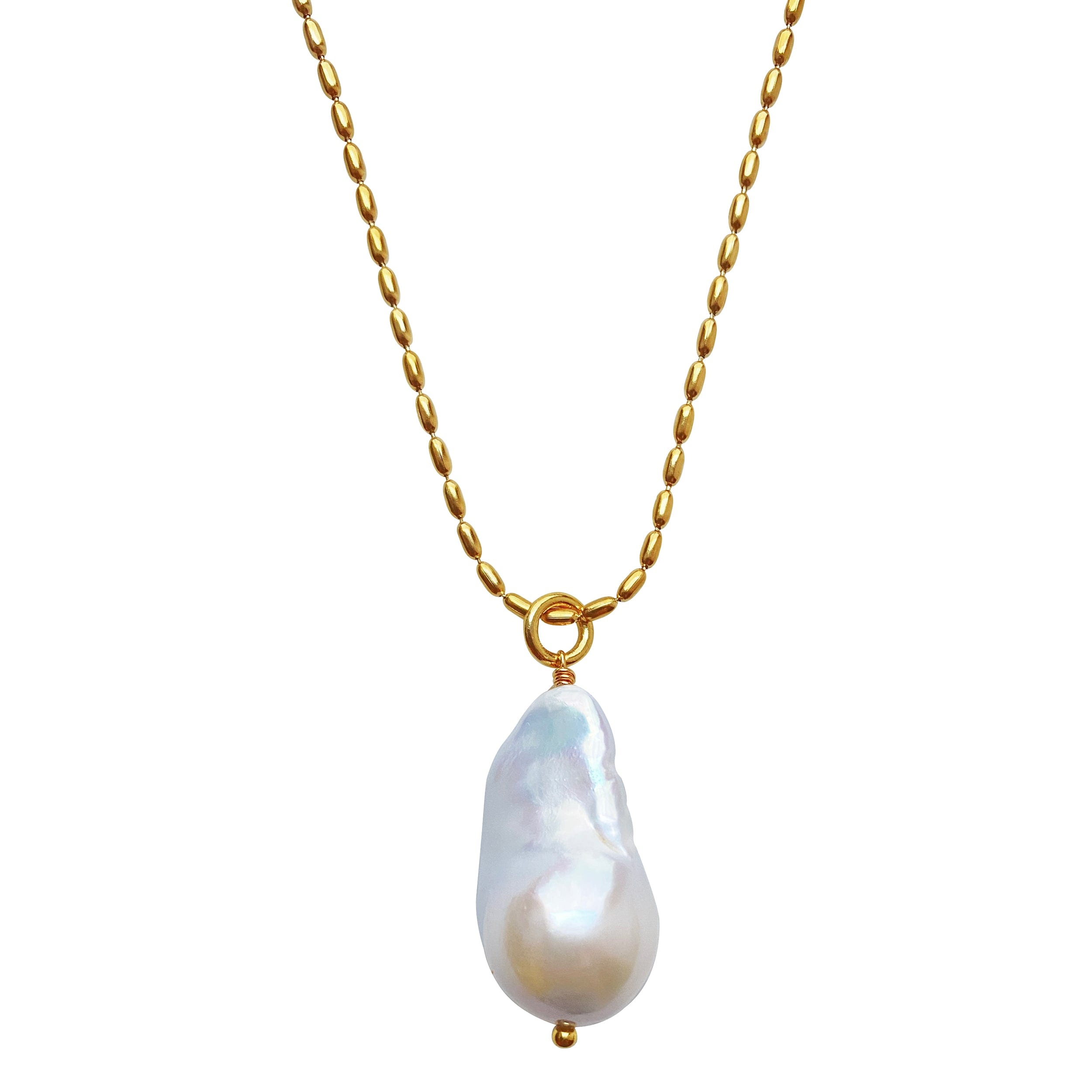 Smilla Brav Women's Gold / White Baroque Pearl Necklace Grace