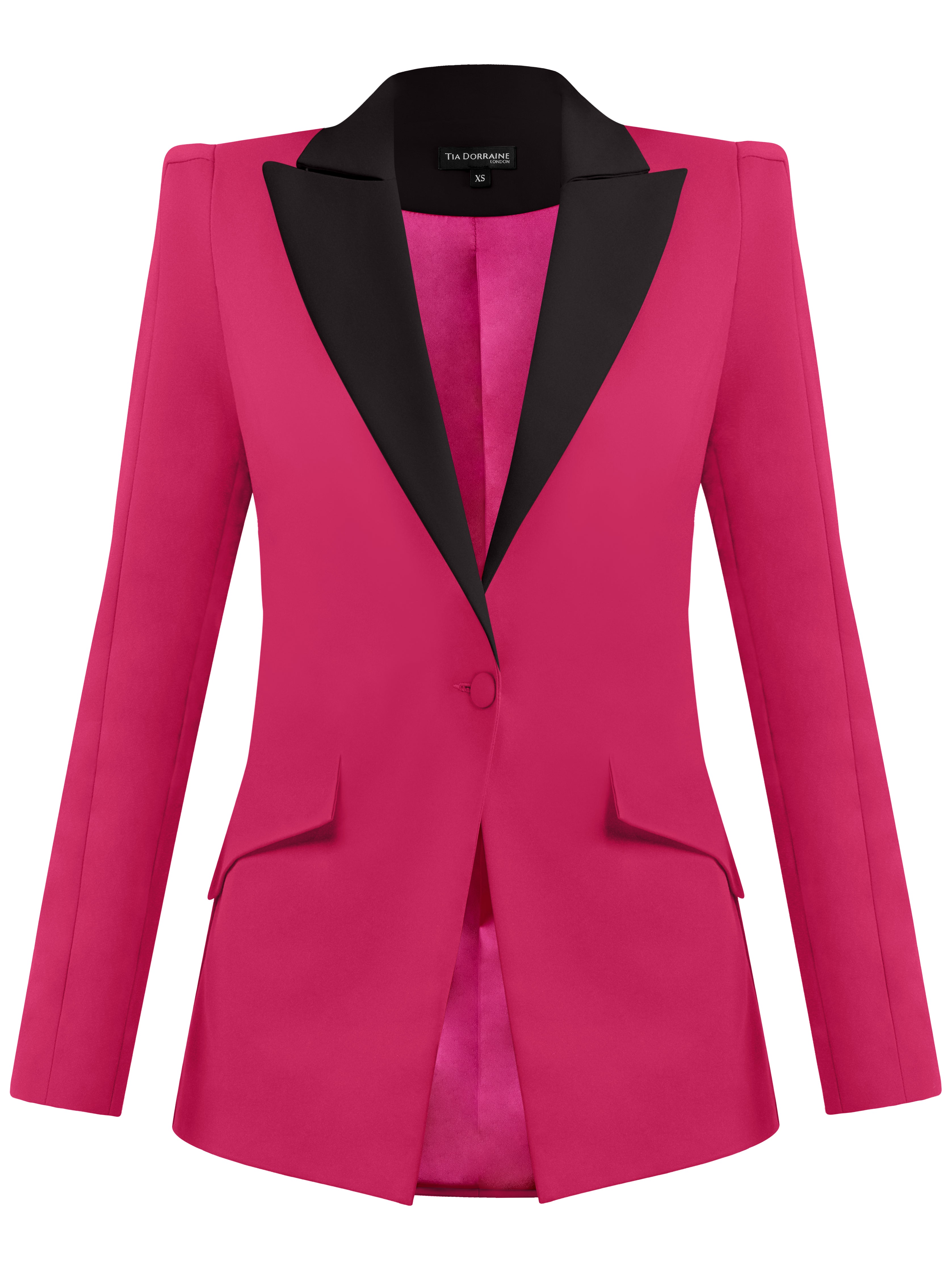 Women’s Black / Pink / Purple Illusion Classic Tailored Blazer - Pink & Black Extra Small Tia Dorraine