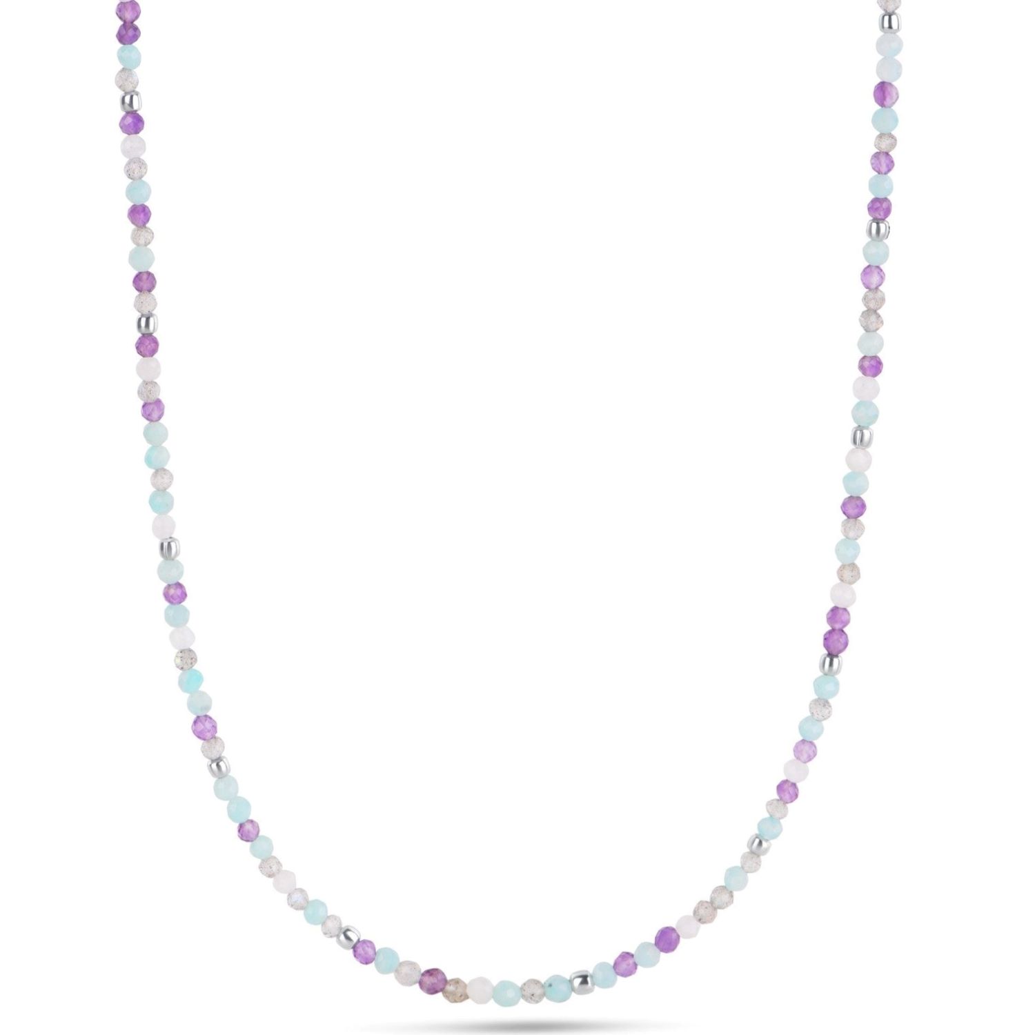 Women’s Blue / Silver Amazonite, Labradorite & Amethyst Beaded Necklace Sterling Silver Zohreh V. Jewellery