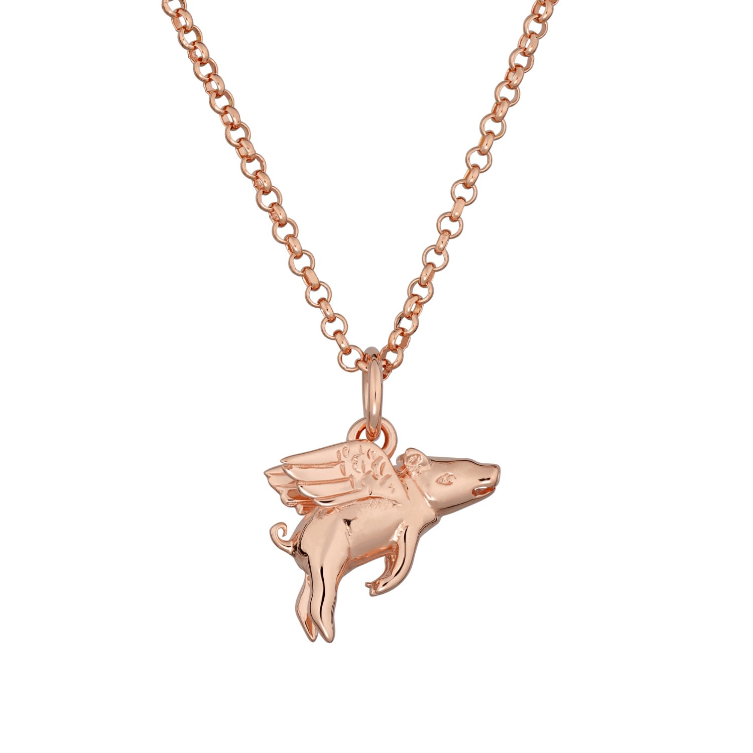 Women’s Rose Gold Flying Pig Necklace Scream Pretty