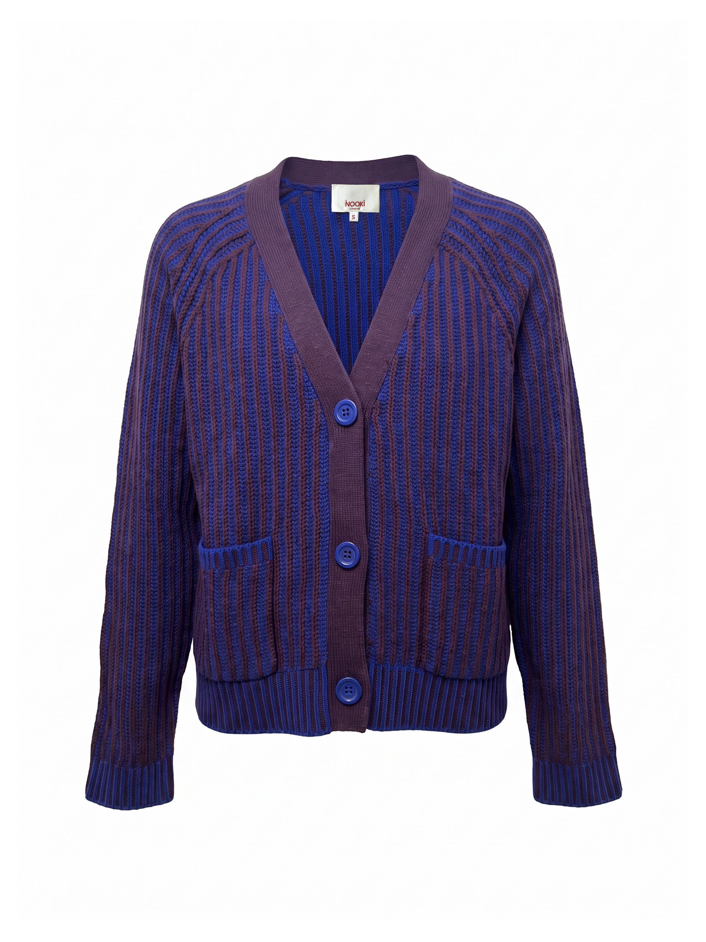 Nooki Design Women's Fabian Grandad Cardigan - Blue Mix