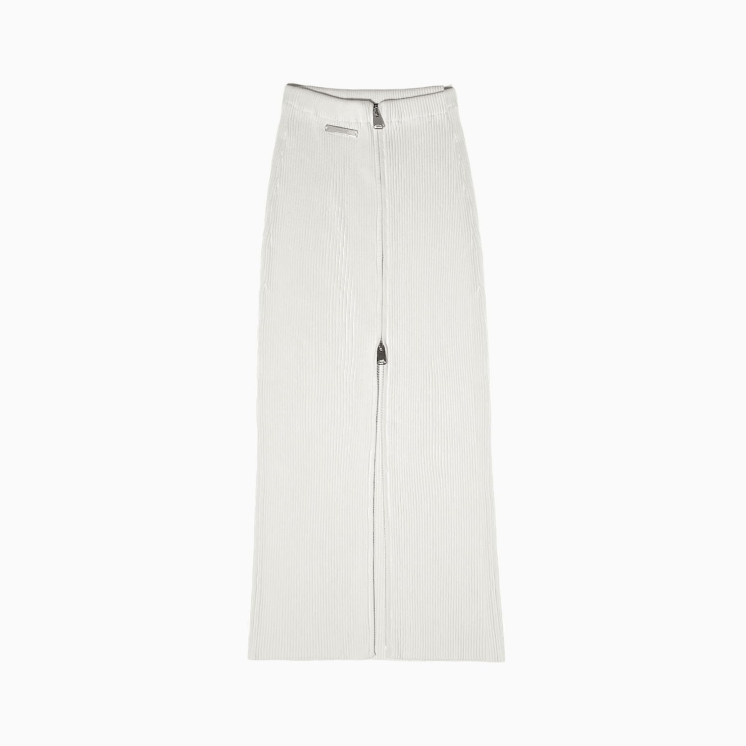 Women’s White / Neutrals Kntlgy Zipped Knit Midi Skirt S