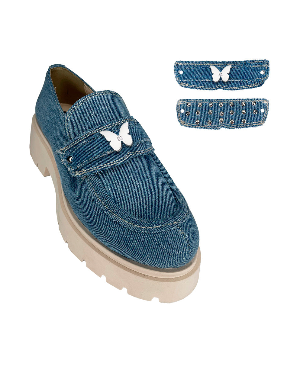 Women’s The Martina Denim Loafers- Two In One 6.5 Uk Elán Choose Your Way