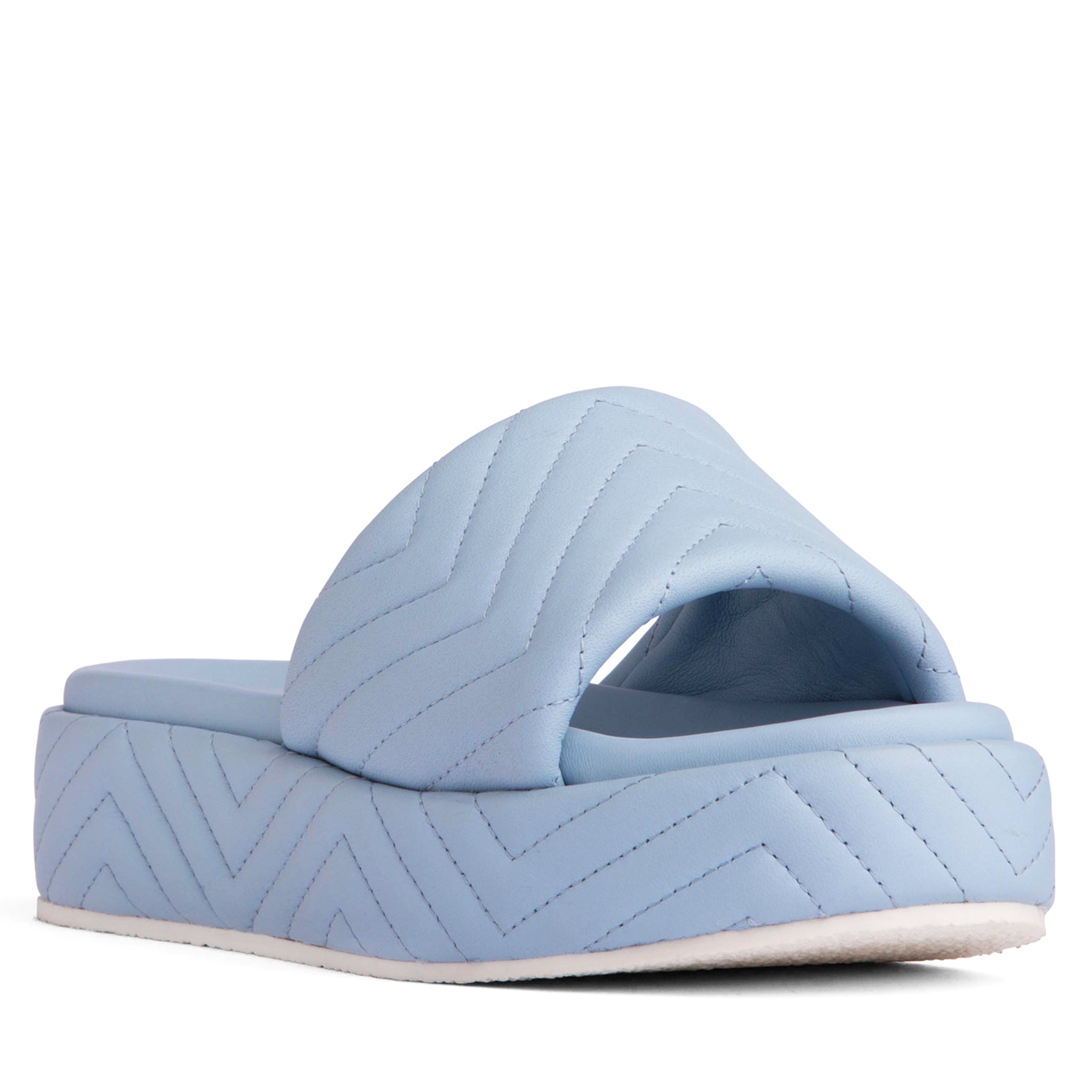 Beautiisoles By Robyn Shreiber Made In Italy Women's Deedee Baby Blue Comfortable Slide Espadrille Work Pool Beach Party Platform Leather Sandal In Blue