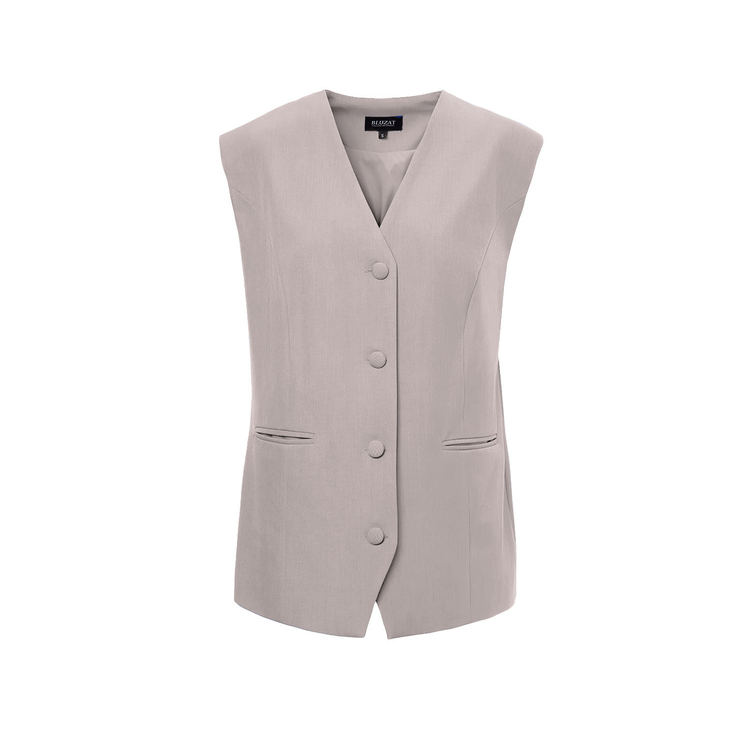 Bluzat Women's Neutrals Beige Oversized Vest With Buttons In Gray