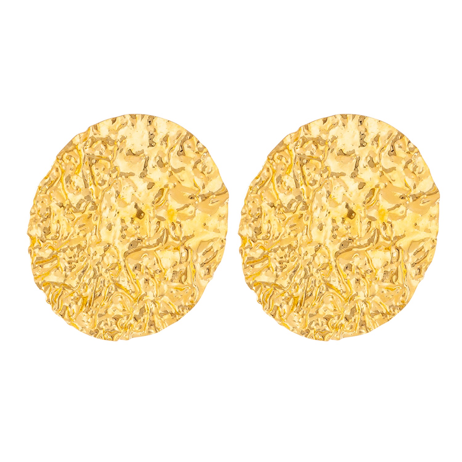 Solid 24K Yellow Gold Round Nugget Earrings Gold Nugget, 54% OFF