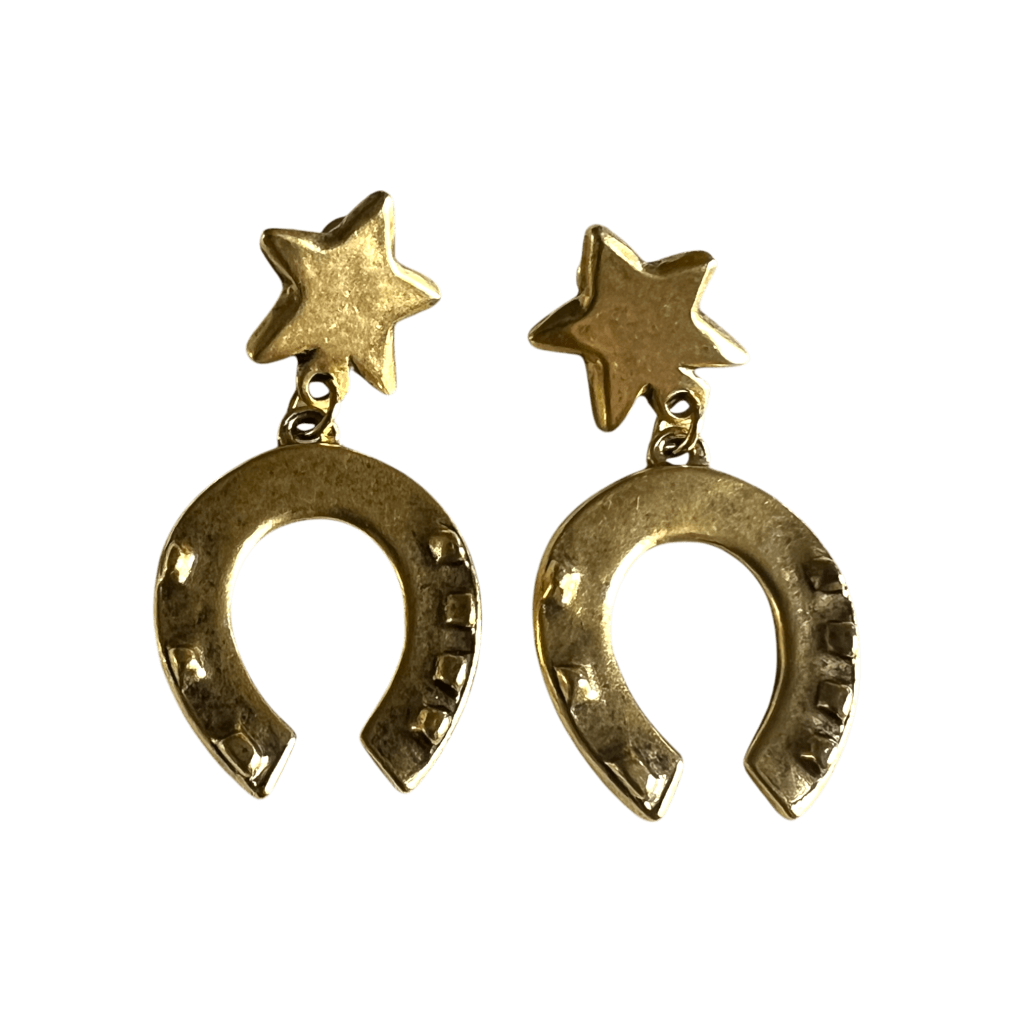 Sccollection Women's Gold Lucky Horseshoe Earrings