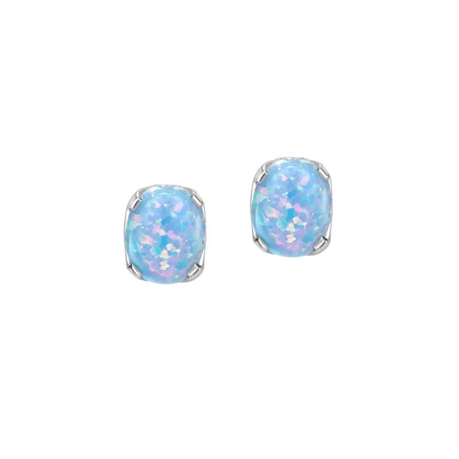 Dower & Hall Women's Small Opal Array Claw Set Ear Studs In Silver In Blue