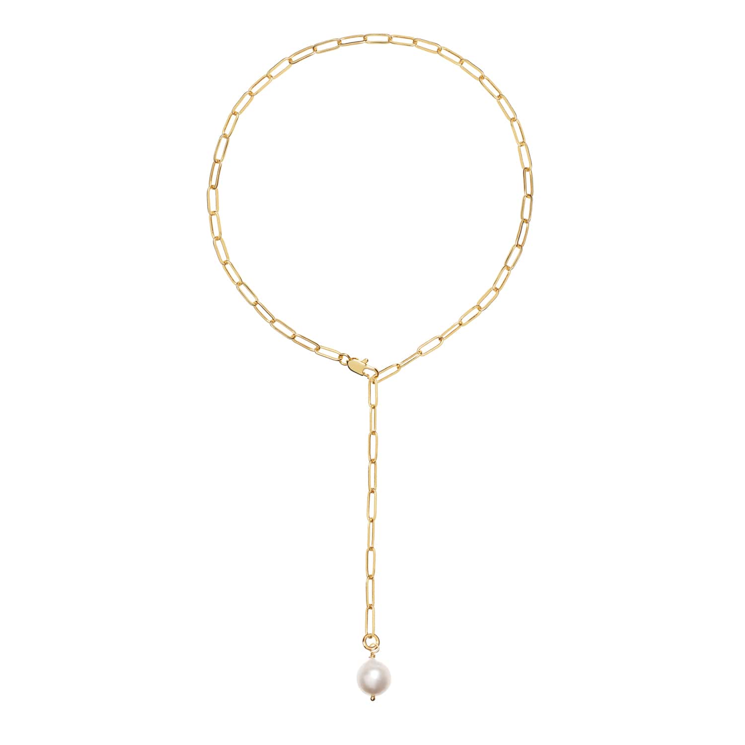 Women’s Alba Tie Gold Chain Necklace With White Pearl Charm Amadeus