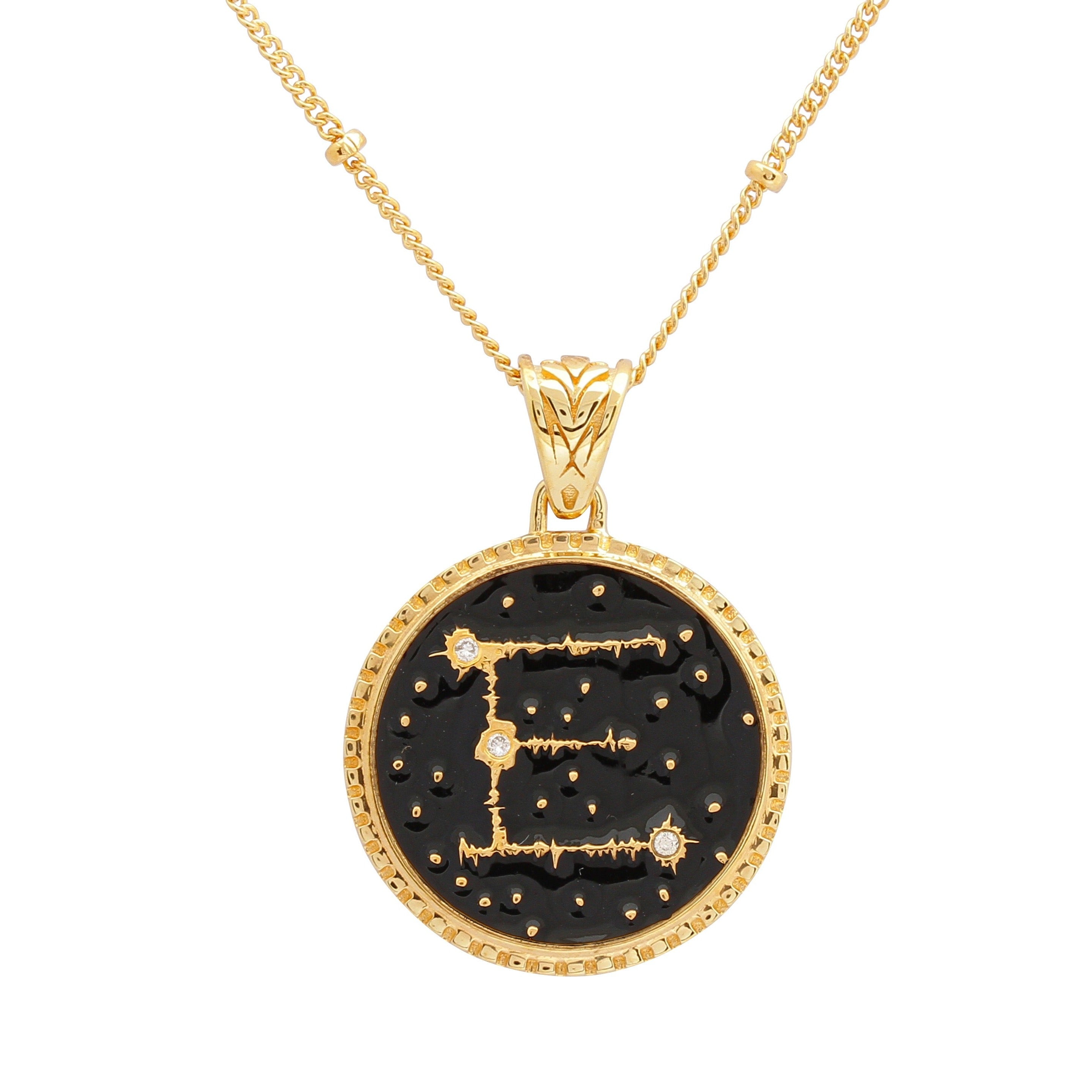 Après Youth Women's Black Sparkler Diamond Initial Necklace E