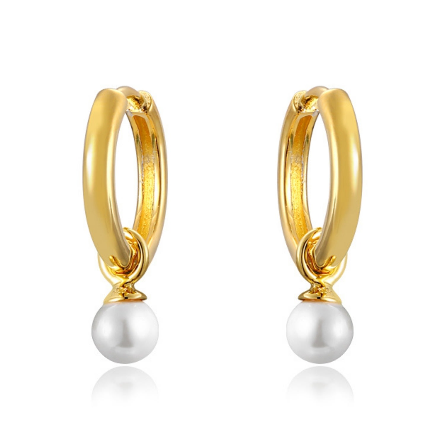 Women’s Gold Addilyn Mini Hoop Pearl Earrings House of Elliott