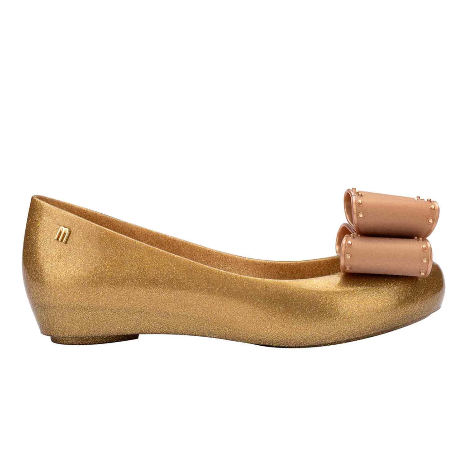 Melissa Women's Neutrals / Gold / Brown Ultragirl Classic Bow Ballet Flat - Pearly Beige In Gold/brown