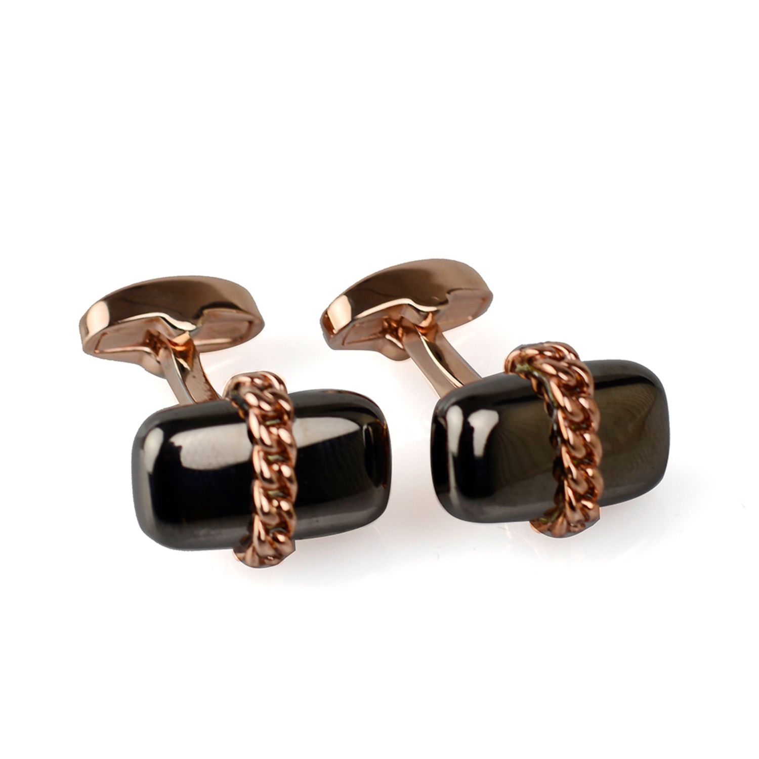 David Wej Men's Chained Capsule Cufflinks – Rose Gold