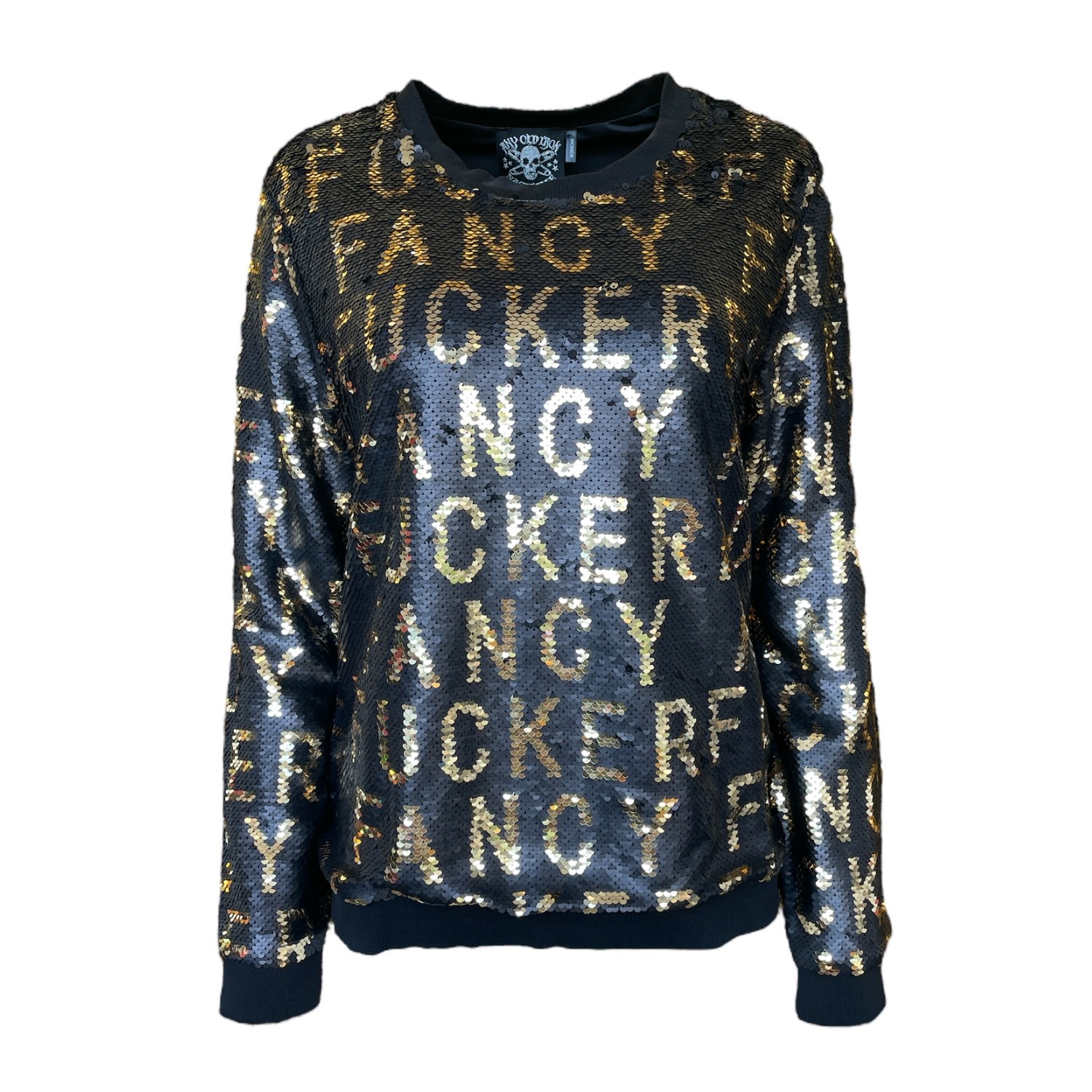 Any Old Iron Women's Black  Sequin Fancy Fucker Sweatshirt