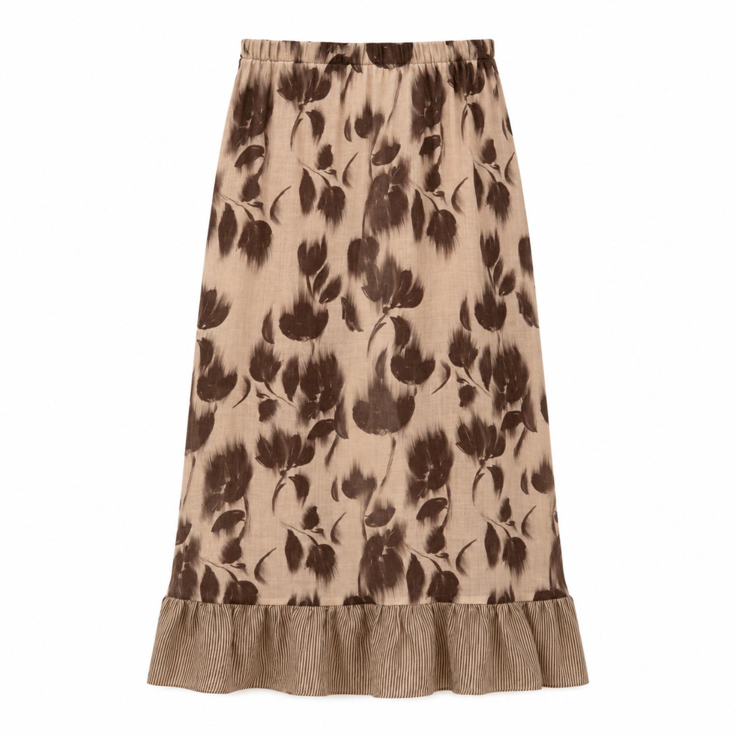 Bouquet Brown Flower Print Midi Skirt | CARMEN SAYS | Wolf & Badger