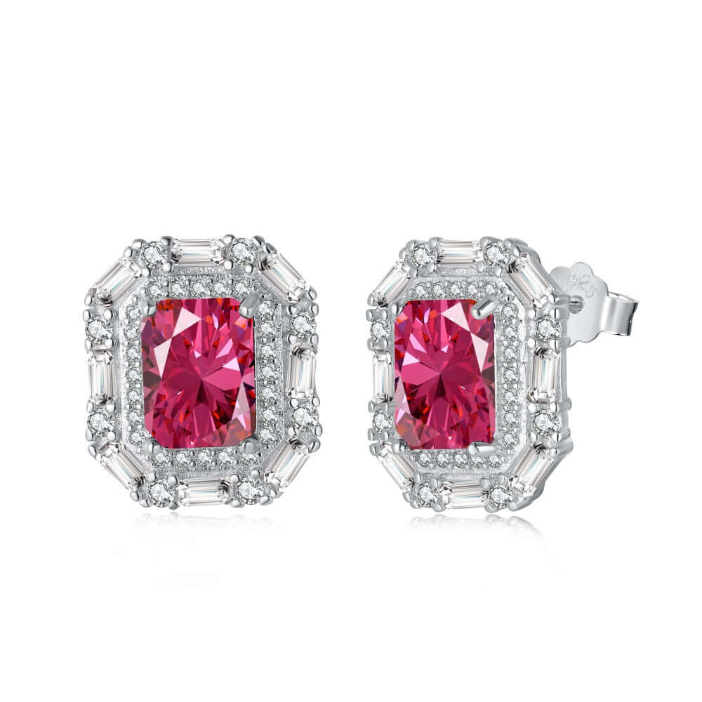 Viviana Halil Women's Silver / Pink / Purple The Laurent Rosa Pink Premium Zirconia Earrings On Sterling Silver