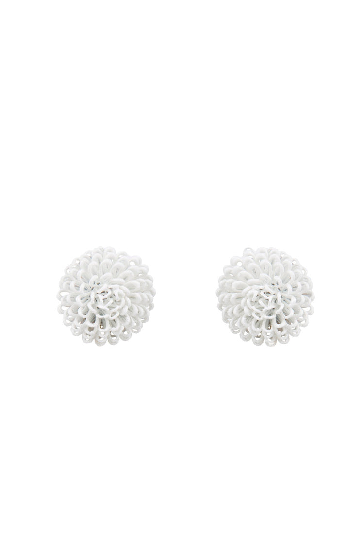 Women’s White Single Pompom Clip Earrings Pat’s Jewelry