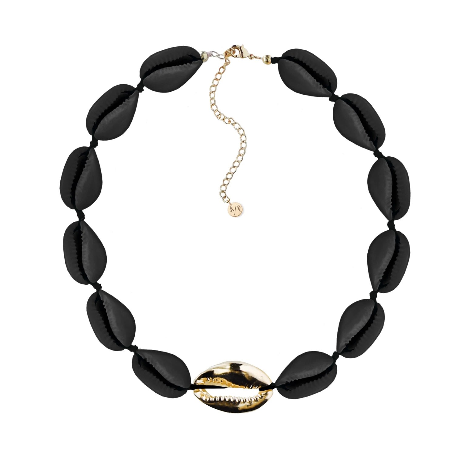 Adriana Pappas Designs Women's Metal Shell Accent Choker Matte Black - Gold Filled In Black