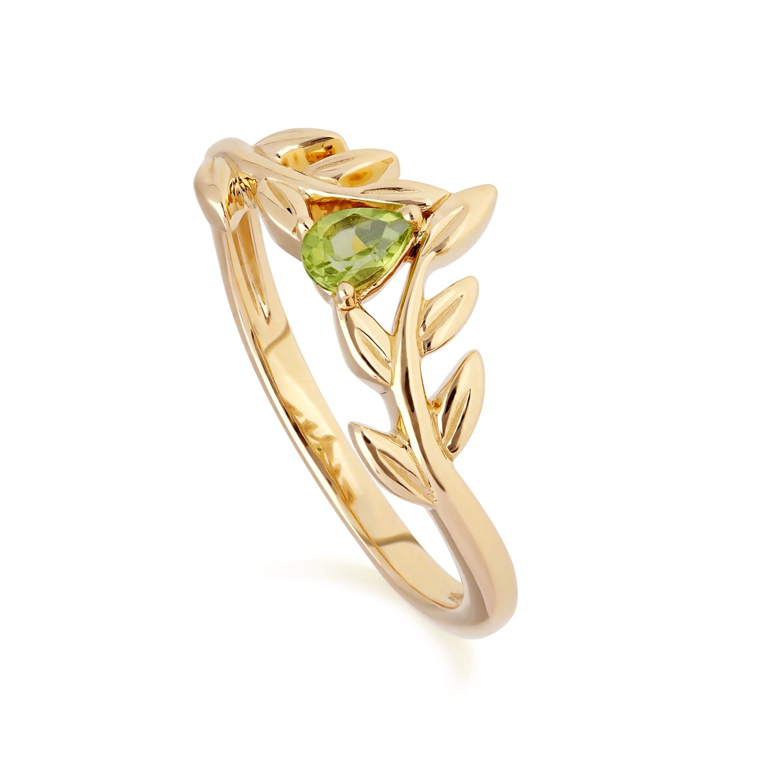 Women’s O Leaf Peridot Ring In Yellow Gold Gemondo