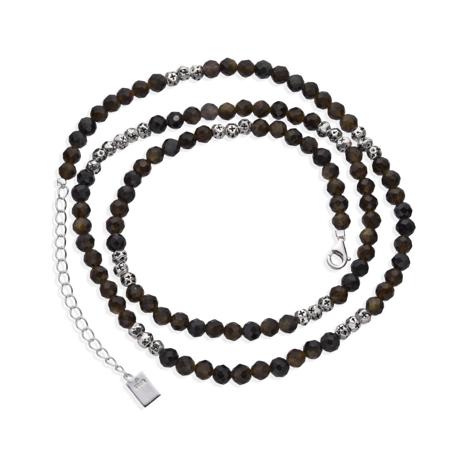Altar™ Ornaments Co. Men's Silver / Black Nox Necklace| Sterling Silver & Agate Beads - Altar™ In Multi