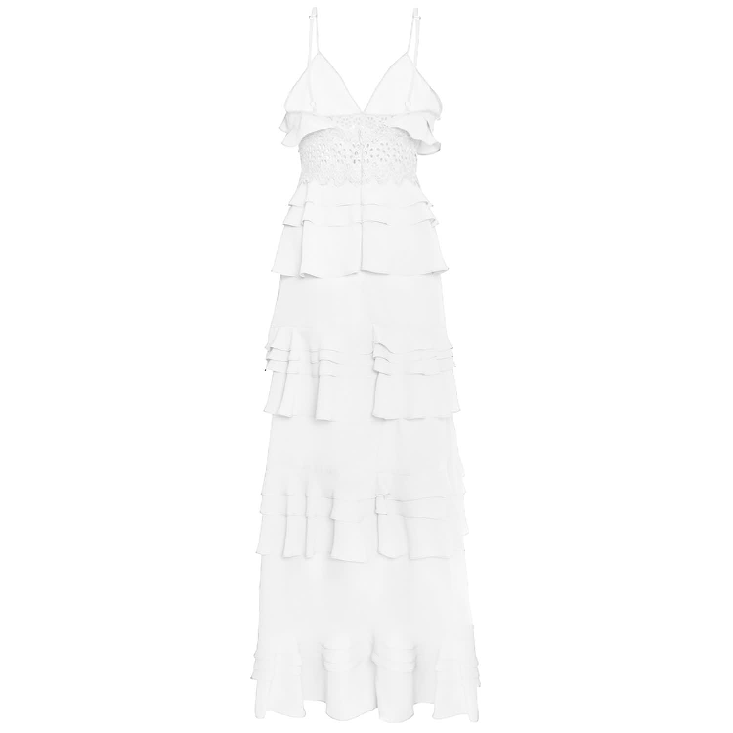 white cotton tiered dress