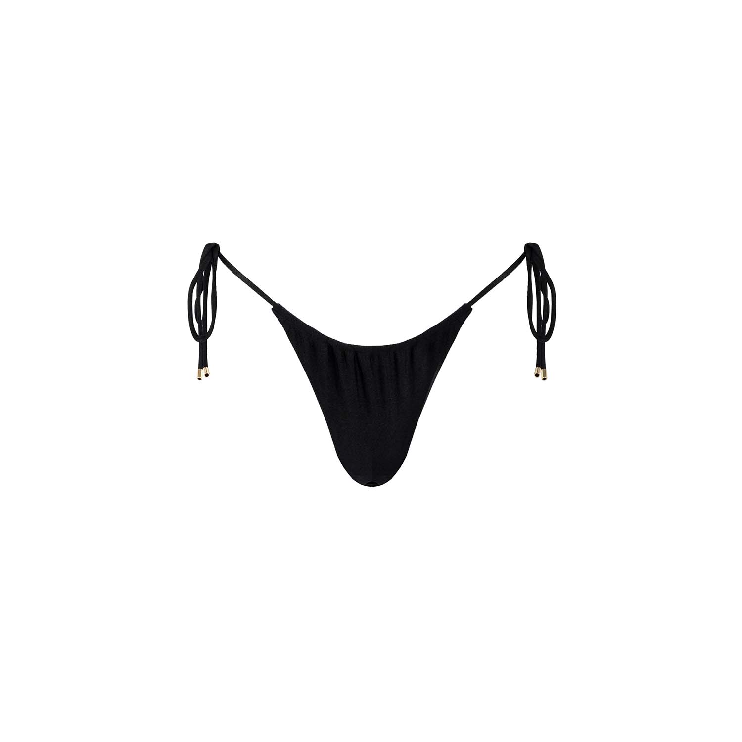 Monarch Women's Kaia Side Tie Ruched Bikini Bottom - Black In Black