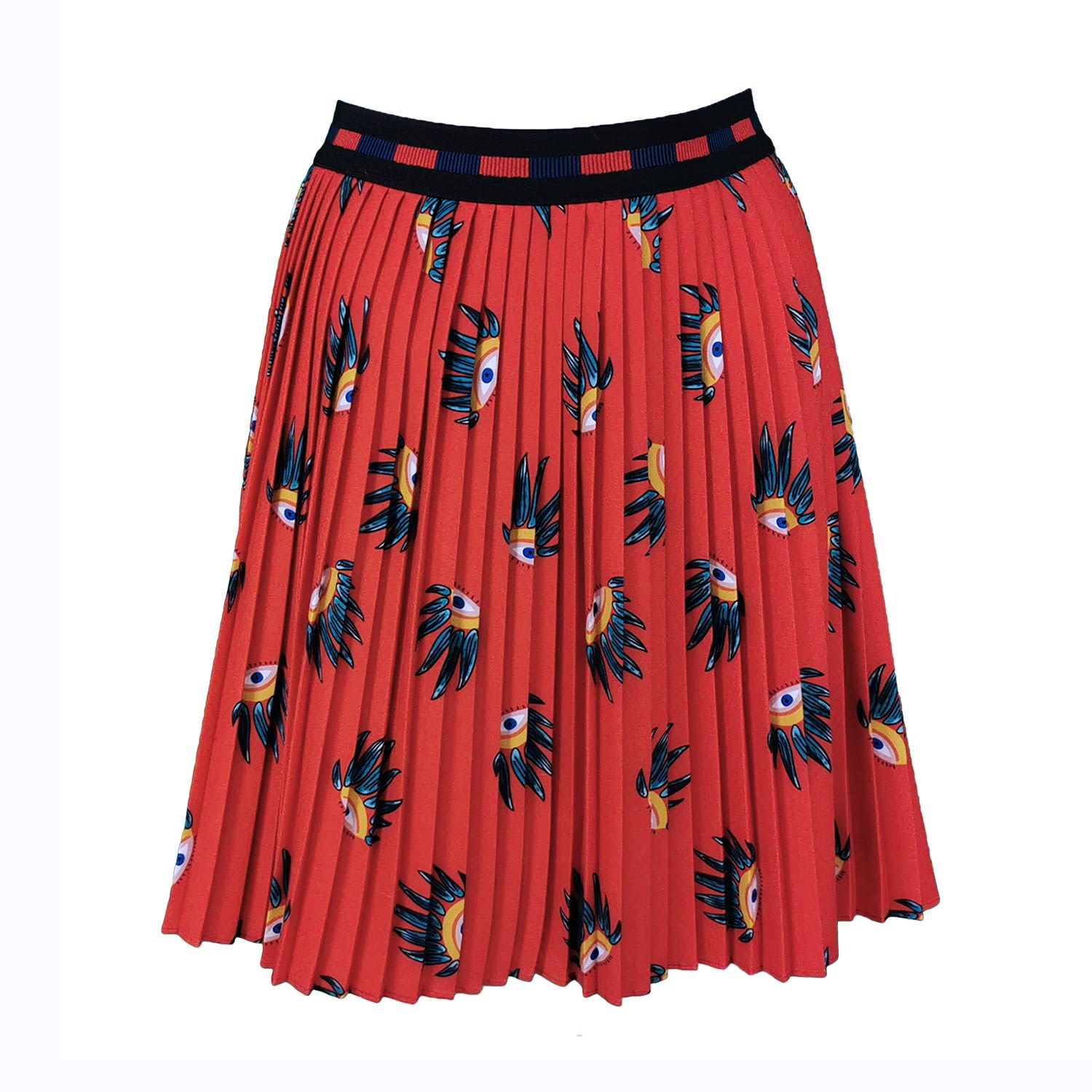 Lalipop Design Women's Red Eyes On Mini Pleated Skirt In Red