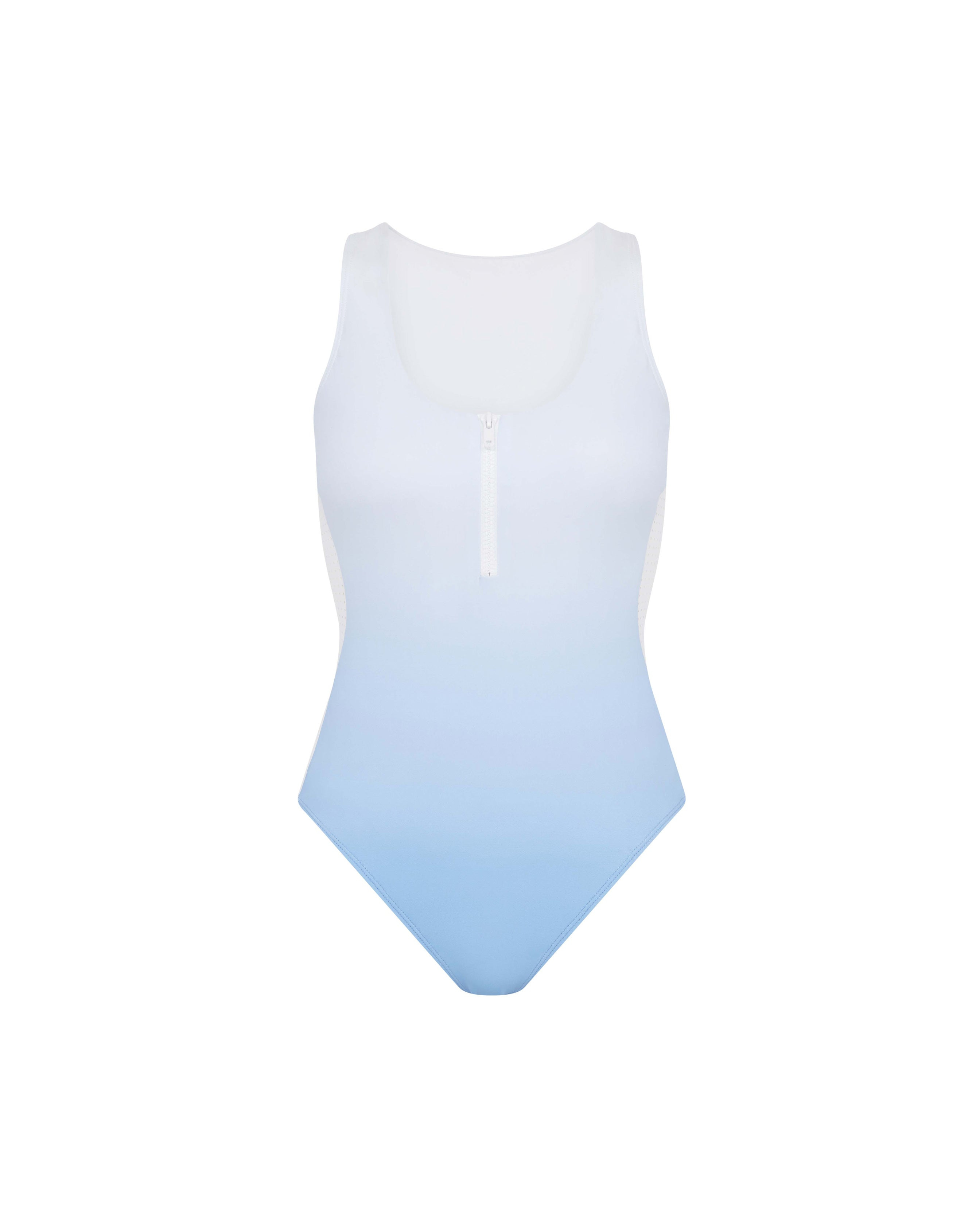 Let's Swim Zip-up Swimsuit In Blue