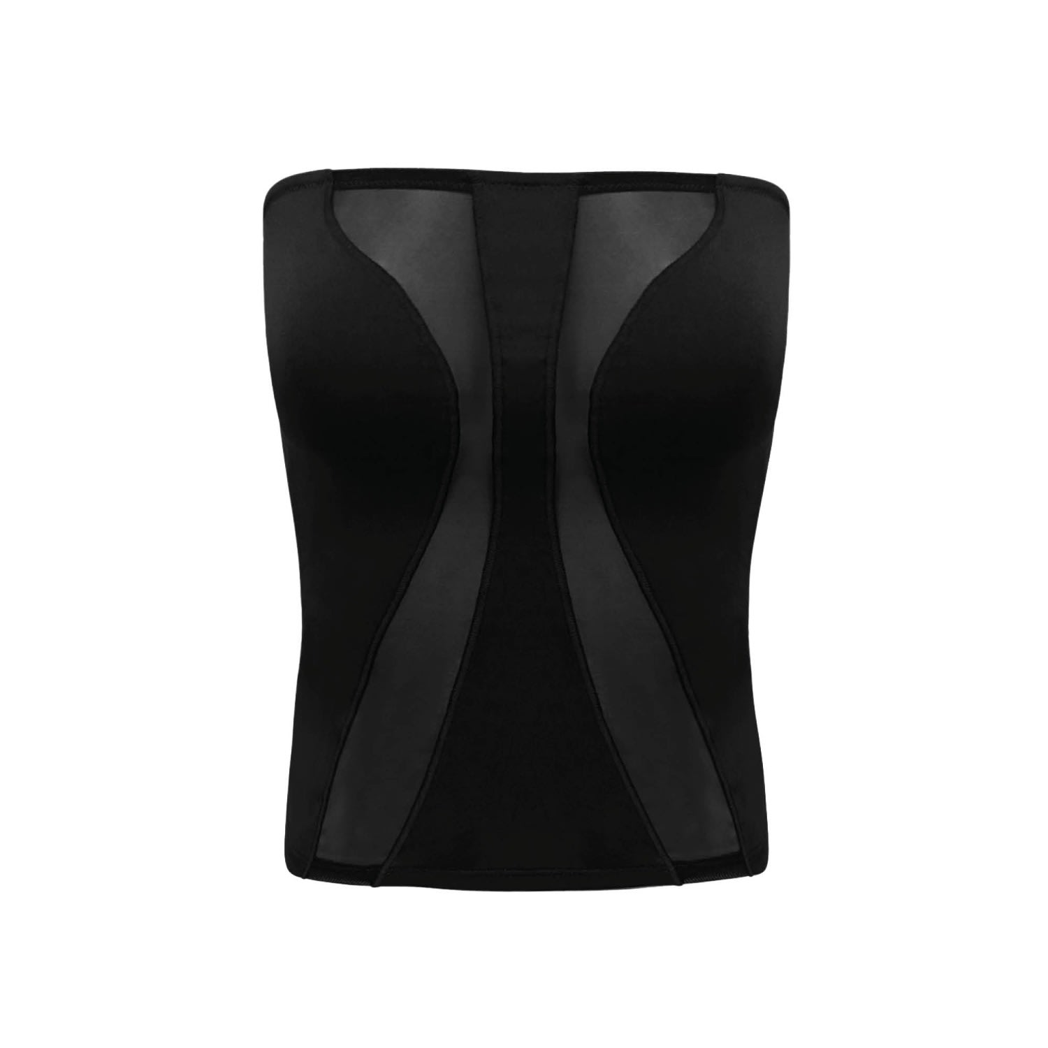 Ow Collection Women's Swirl Tube Top In Black With Mesh