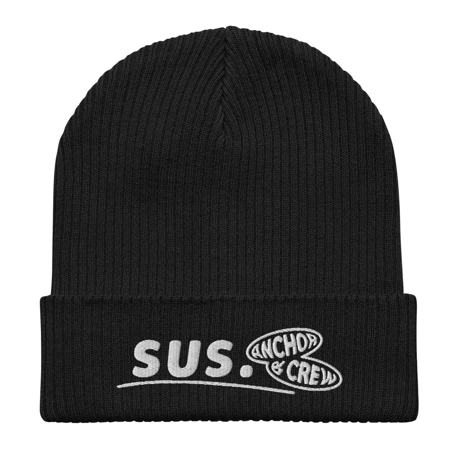 Anchor & Crew Black Sus Gen. Organic Cotton Embroidered Beanie - Men In Black