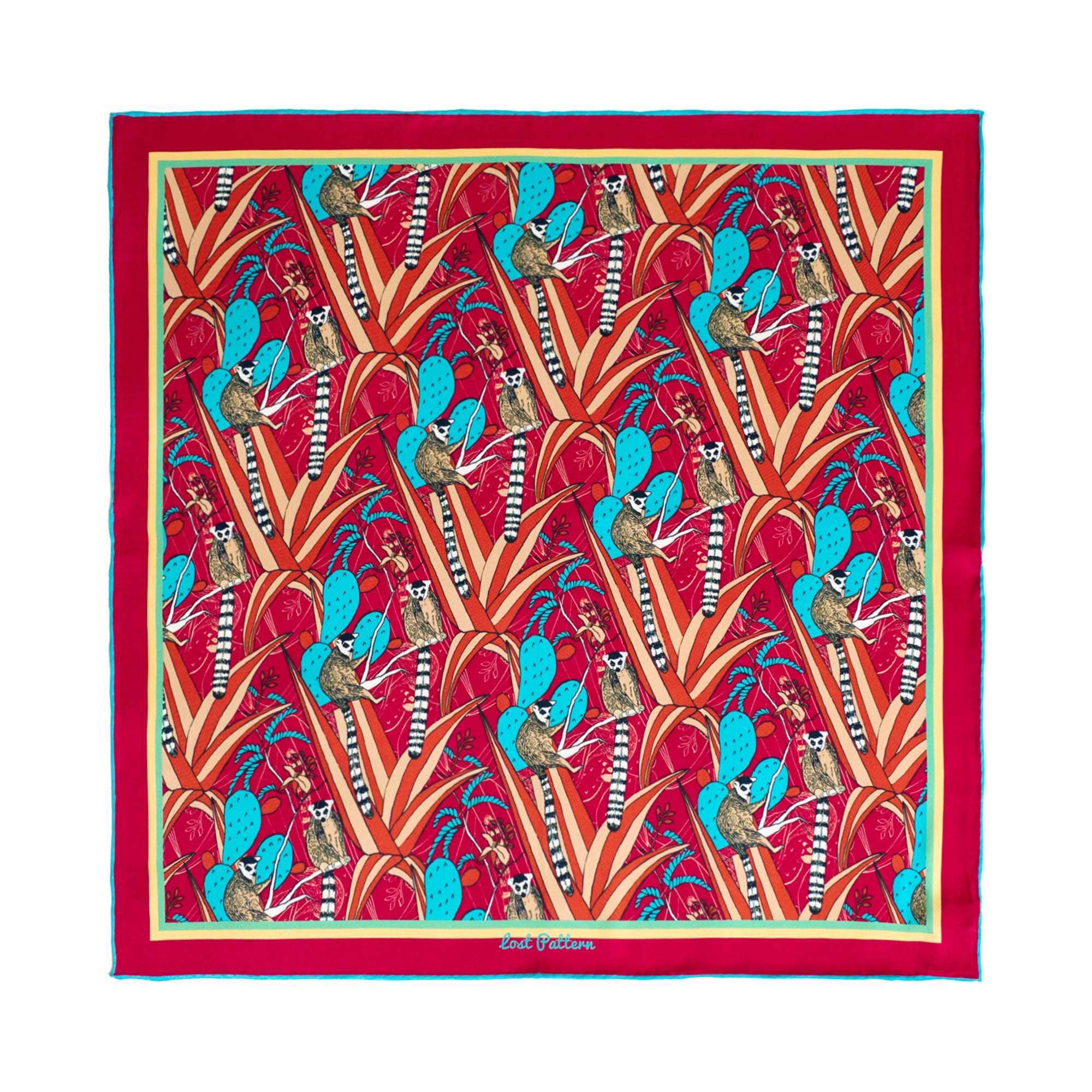 Lost Pattern Nyc Women's Madagascar Silk Bandana - Red In Red