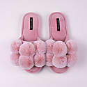 Pretty You Dolly Fun Pom Slider Slippers In Pink In Pink