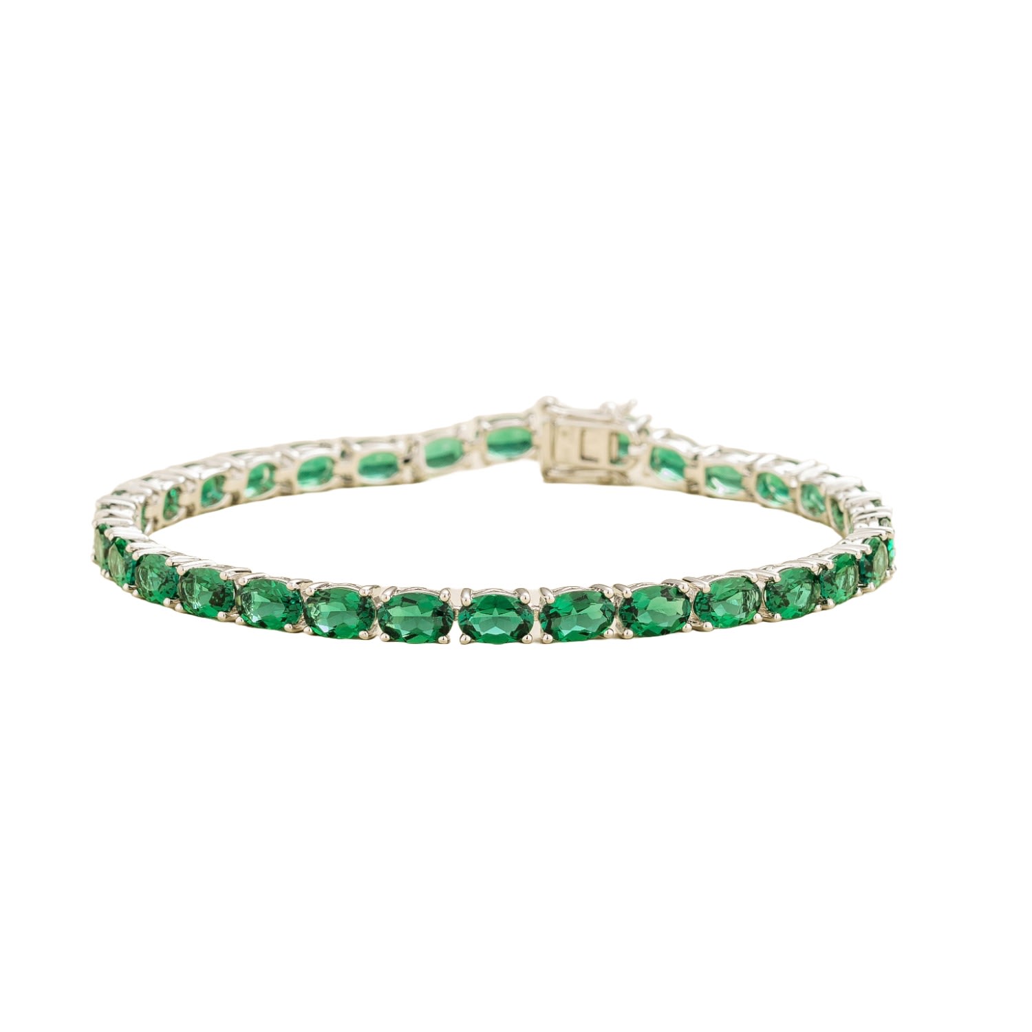 Women’s White / Silver / Green Salto White Gold Tennis Bracelet Emerald Juvetti