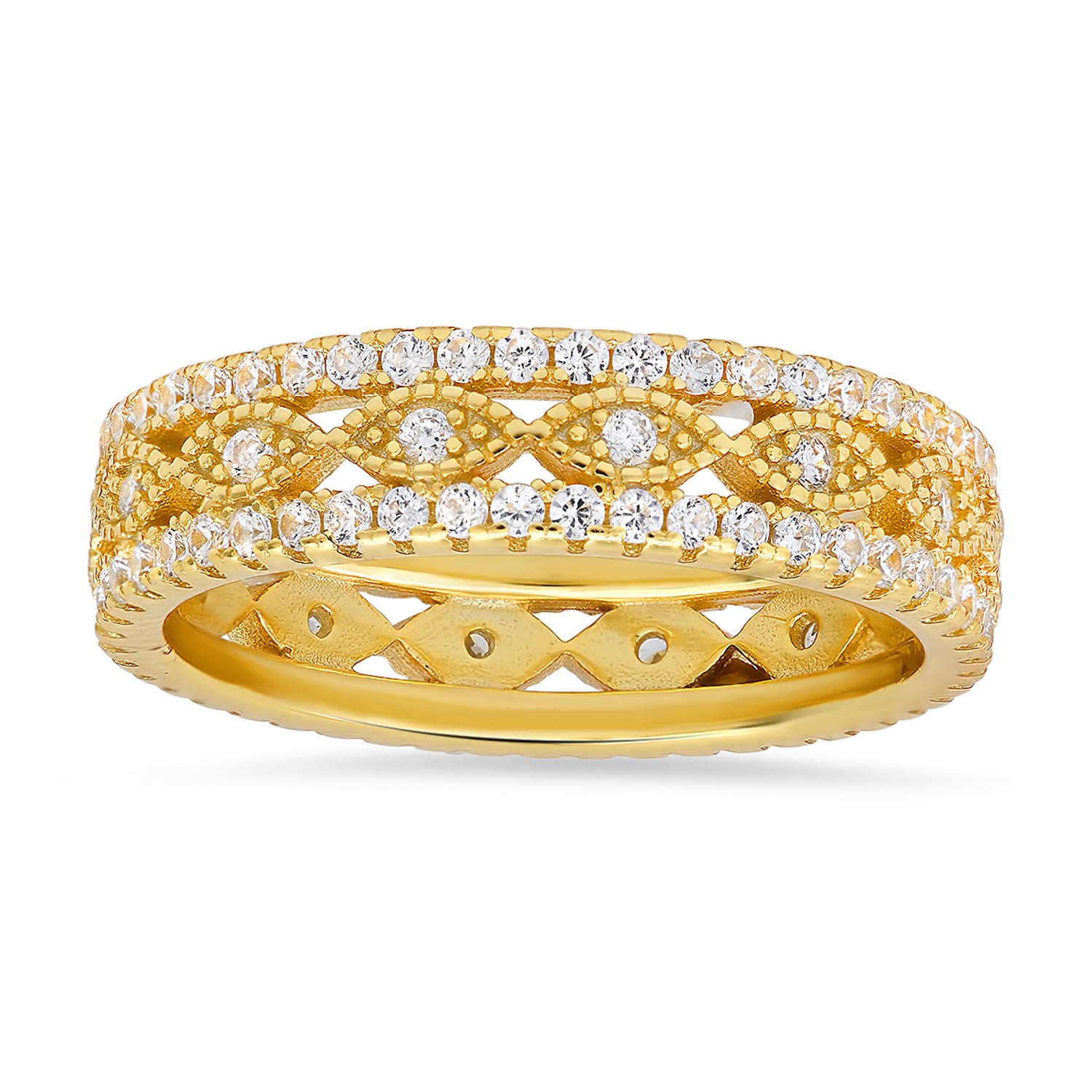 Kylie Harper Women's Gold Vintage Diamond Cz Eternity Band Ring