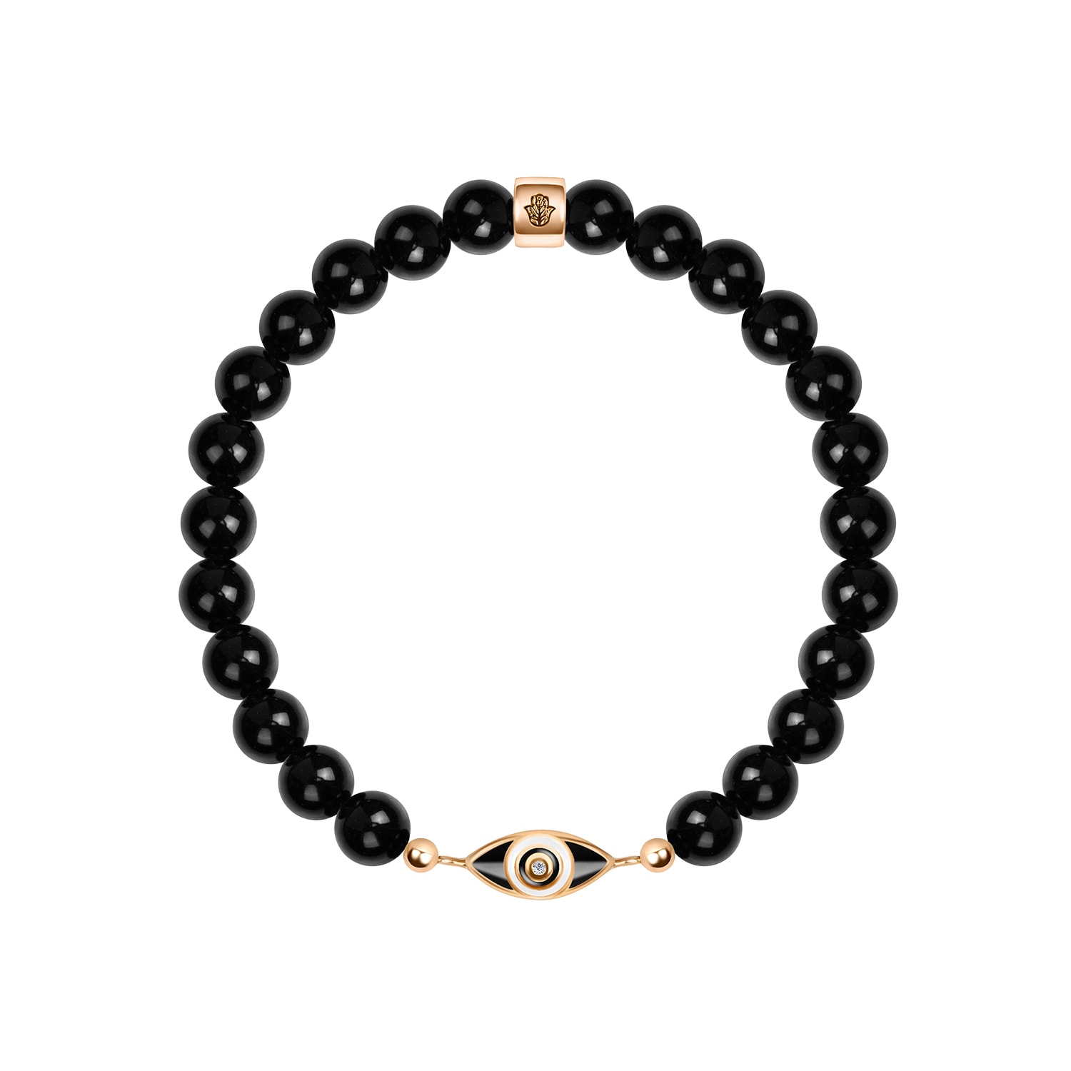 Karma And Luck Women's Expanding Consciousness - Black Onyx Evil Eye Charm Bracelet