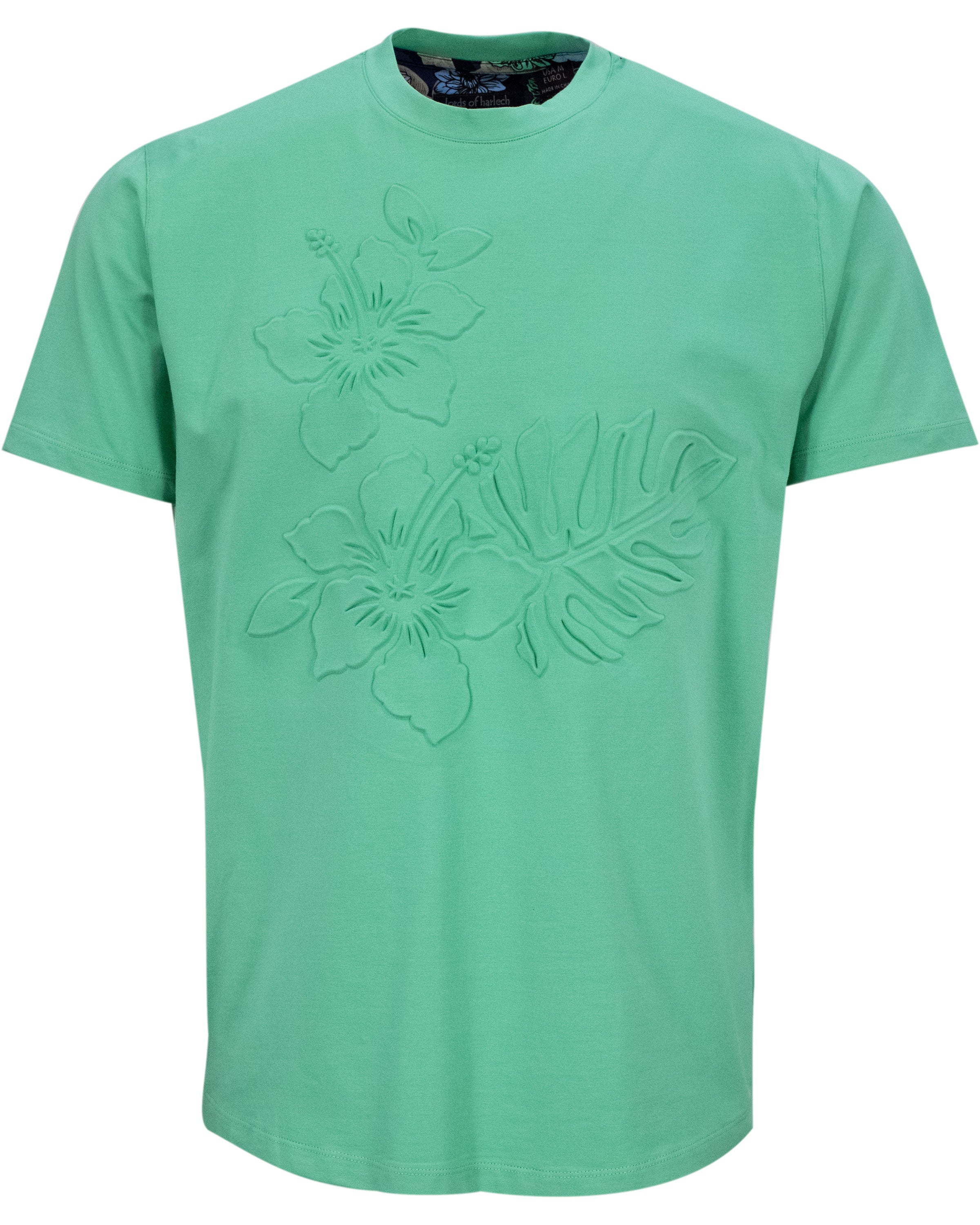 Men’s Green Carson Embossed Floral Tee - Clover Medium Lords of Harlech