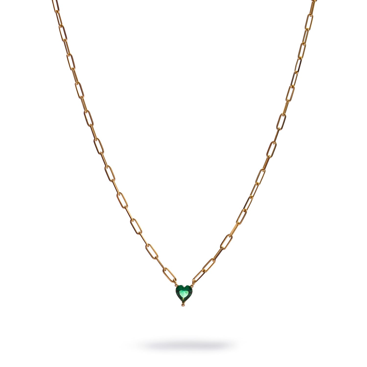 Ebru Jewelry Women's Gold / Green Emerald Heart Minimalist Gold Necklace - Green In Gold