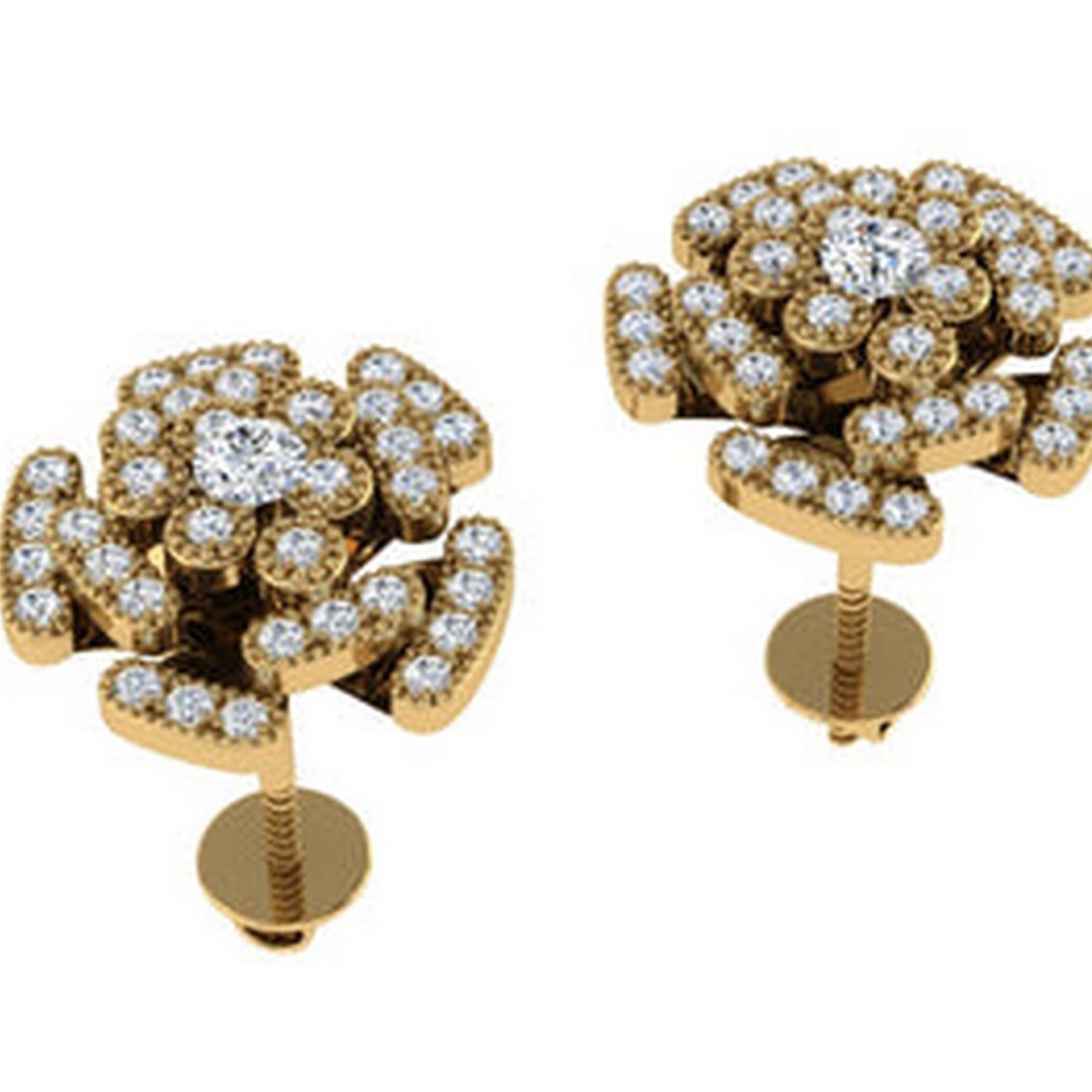 Women’s Yellow Gold Alpine Rose Diamond Studs Cervin Blanc