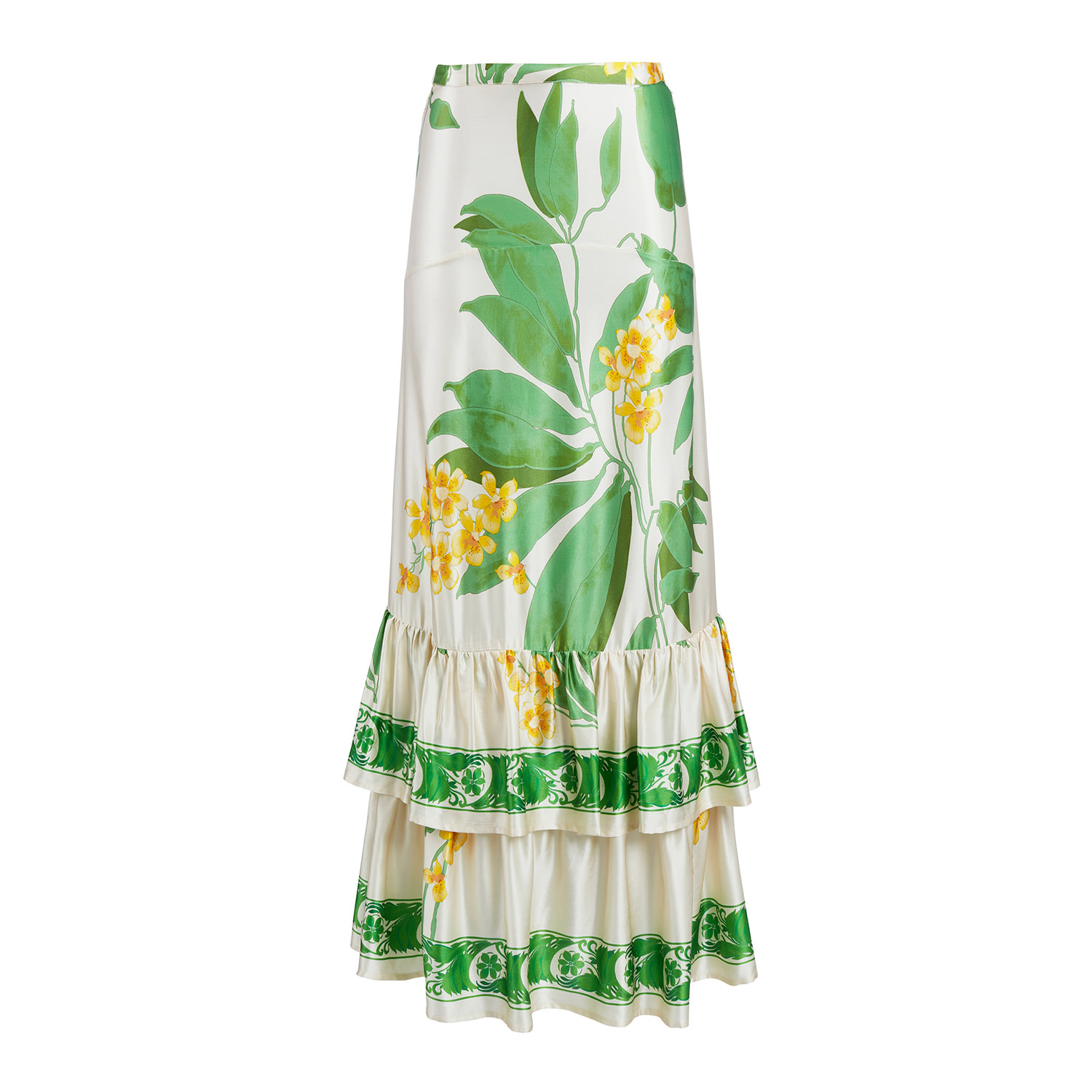 Women’s Natalie Green Tropical Maxi Skirt - Silk Large Secret Mission