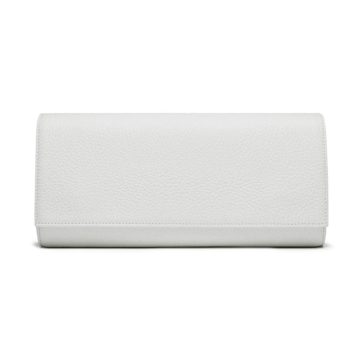 Women’s White Leather Clutch With Silver Hardware One Size Lovard