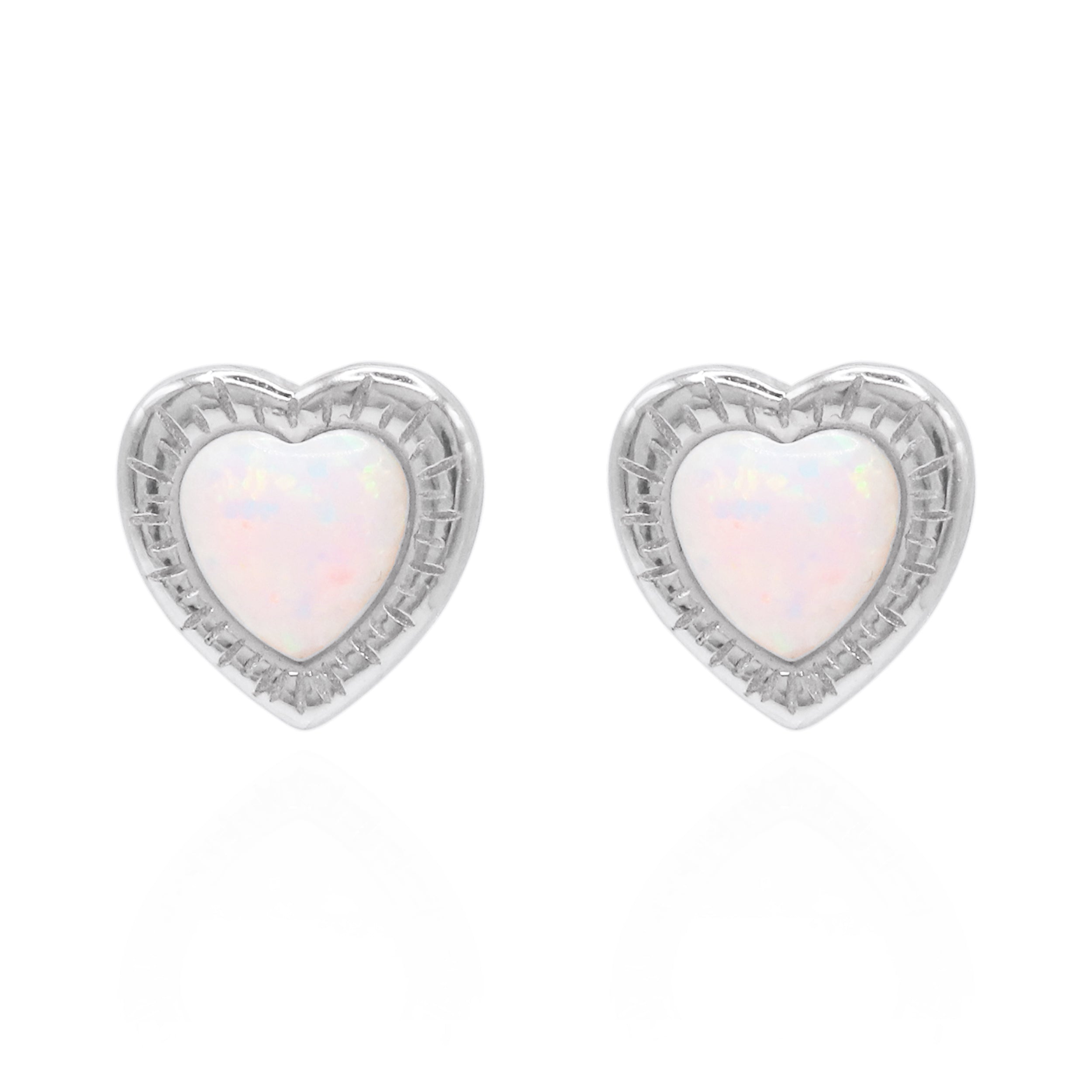 Luna Charles Women's Suki Opal Heart Studs In Silver