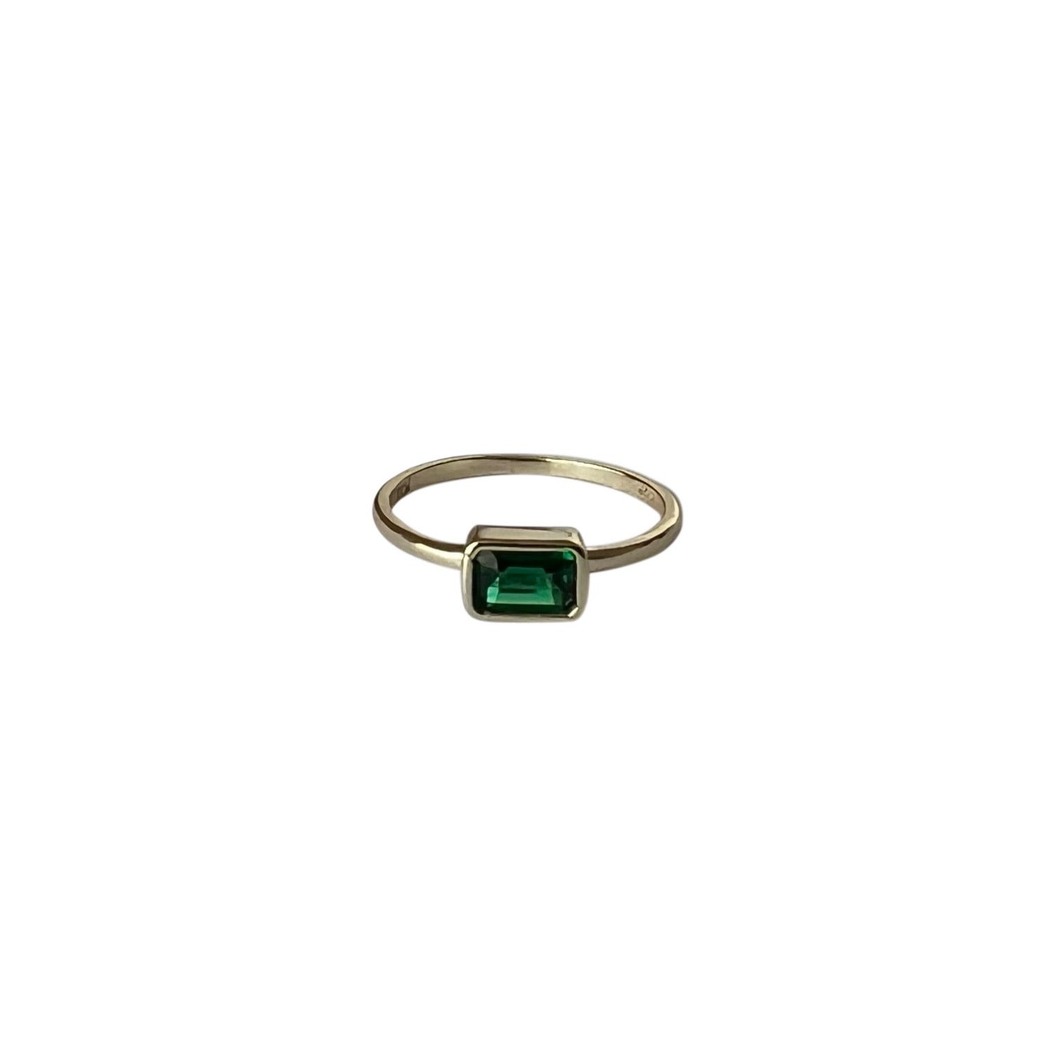 Enti Ana Women's Gold / Green Emerald Rectangle Ring