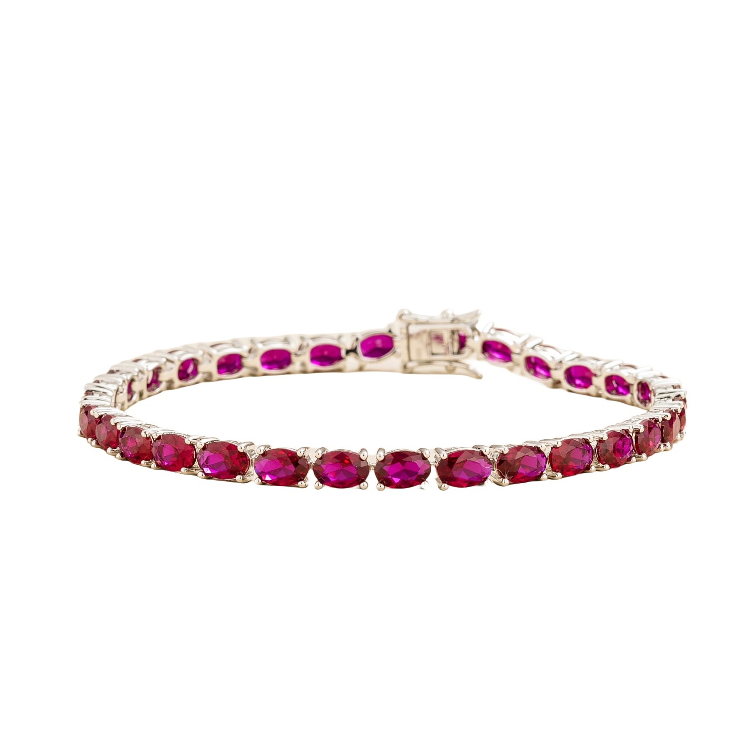 Women’s White / Red / Silver Salto White Gold Tennis Bracelet In Ruby Juvetti