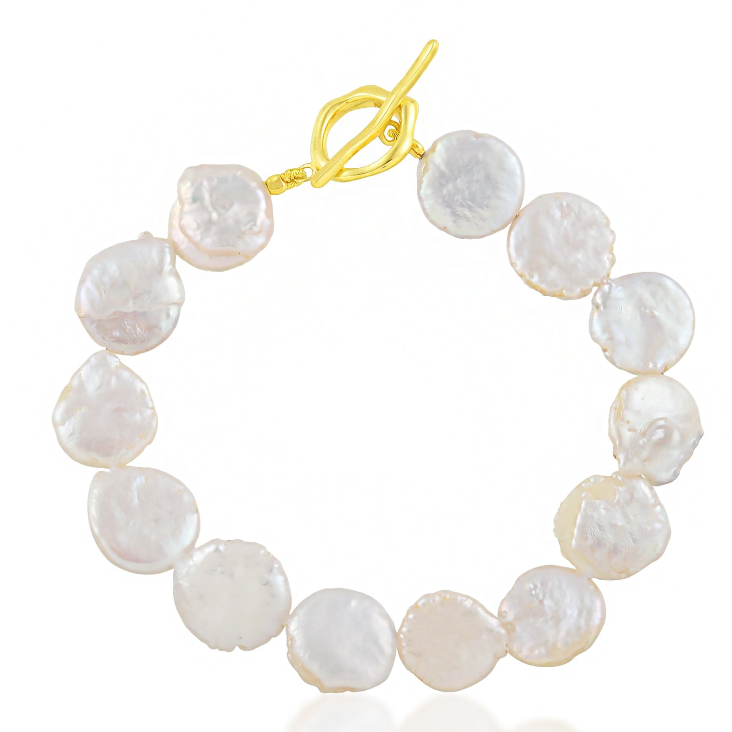 Women’s Baroque Pearl Disc Bracelet- Gold Vermeil Arvino