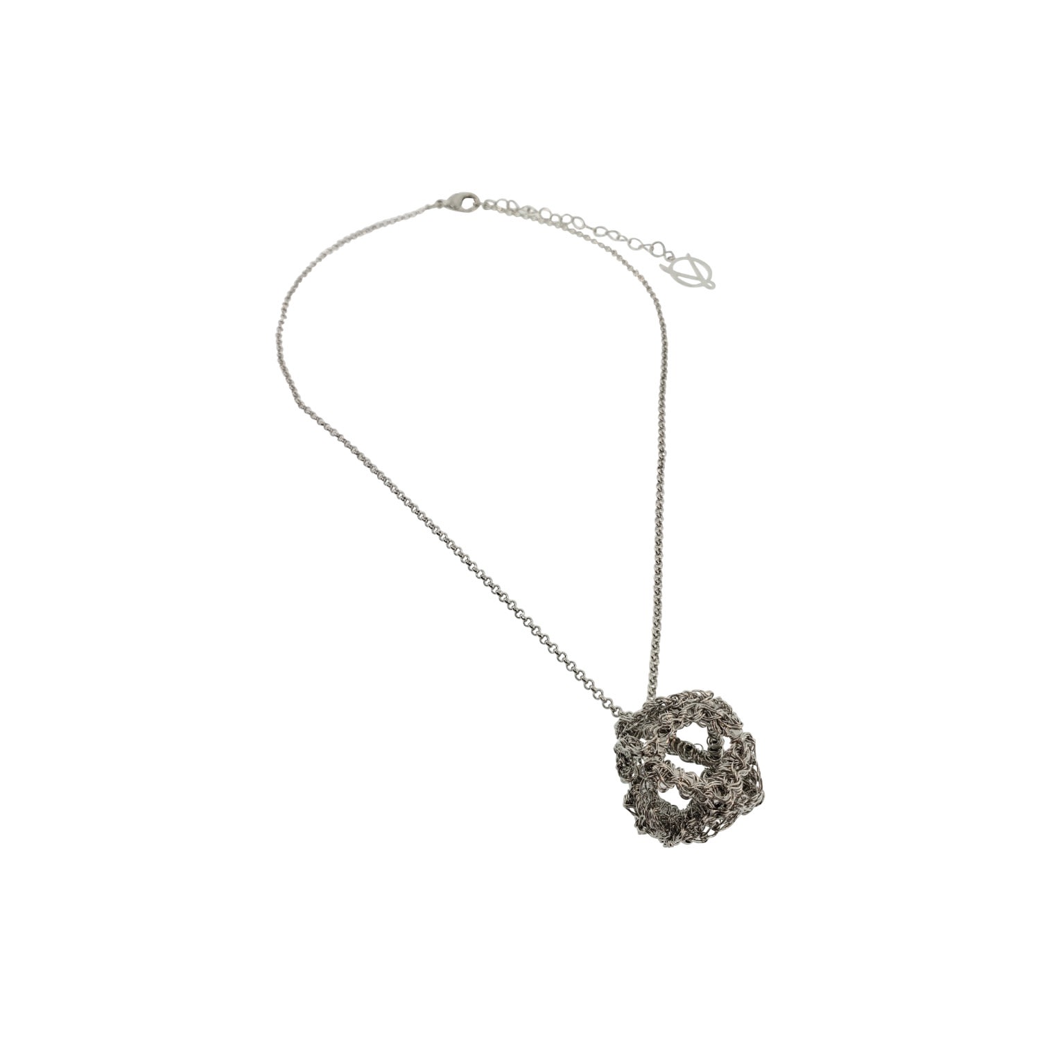 Lavish By Tricia Milaneze Women's All Silver Cube Handmade Crochet Necklace In Gray