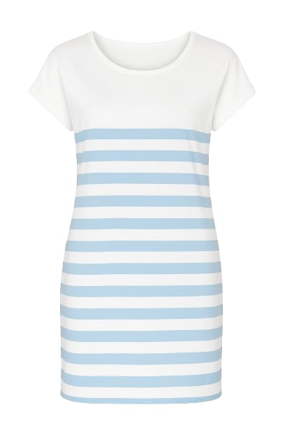 Women's Blue Short Sleeved Striped Dress