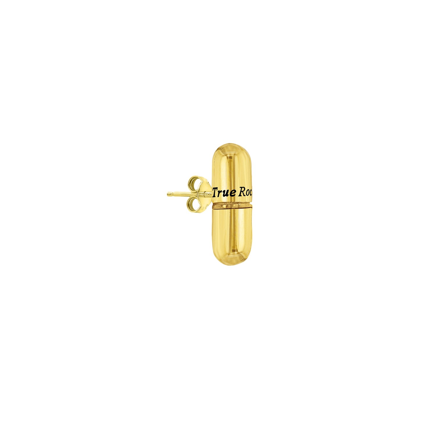 True Rocks Women's Pill Stud Earring 18kt Gold Plated In Gold