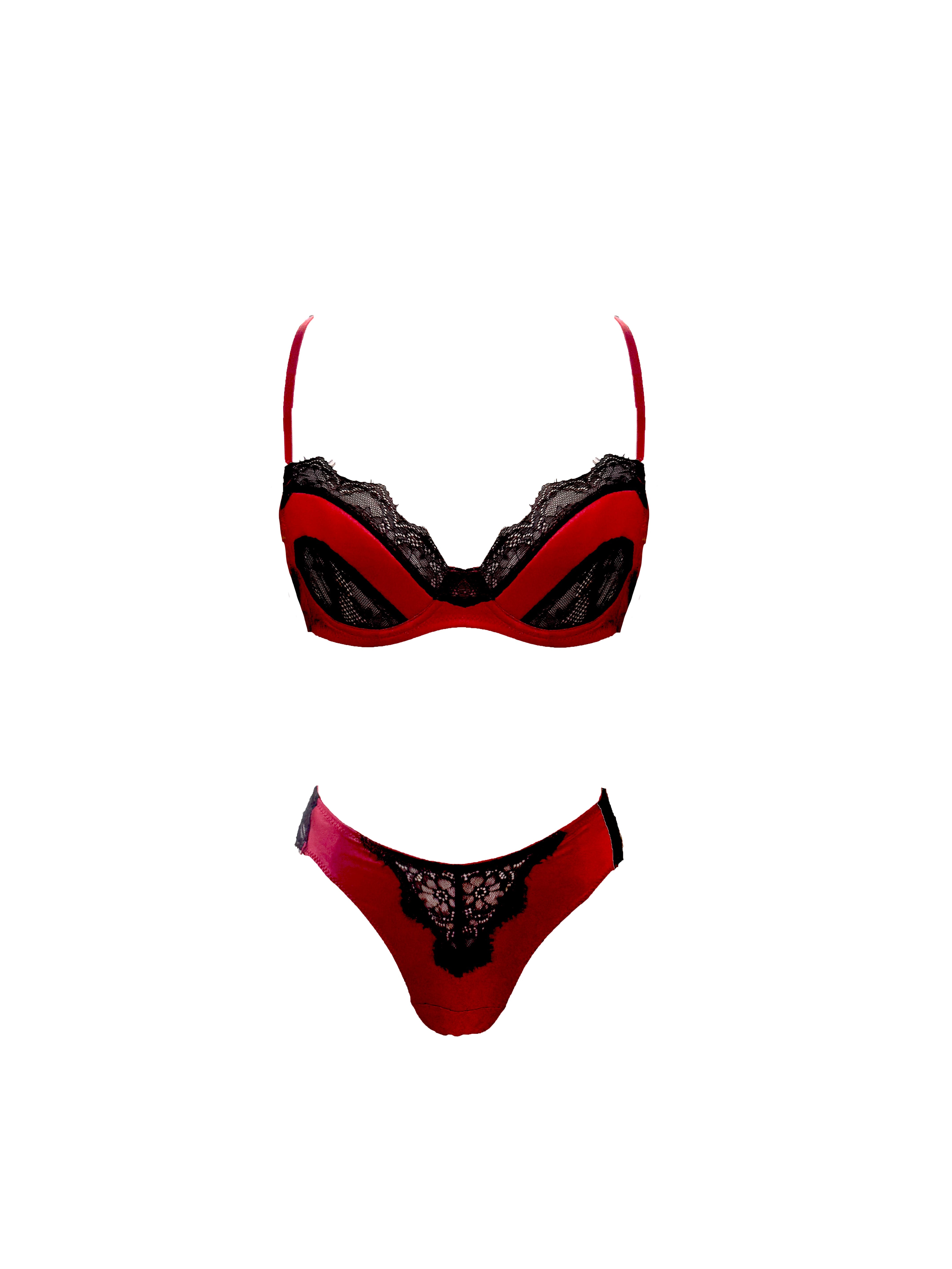 Women's Love Me Tender Black & Red Bra